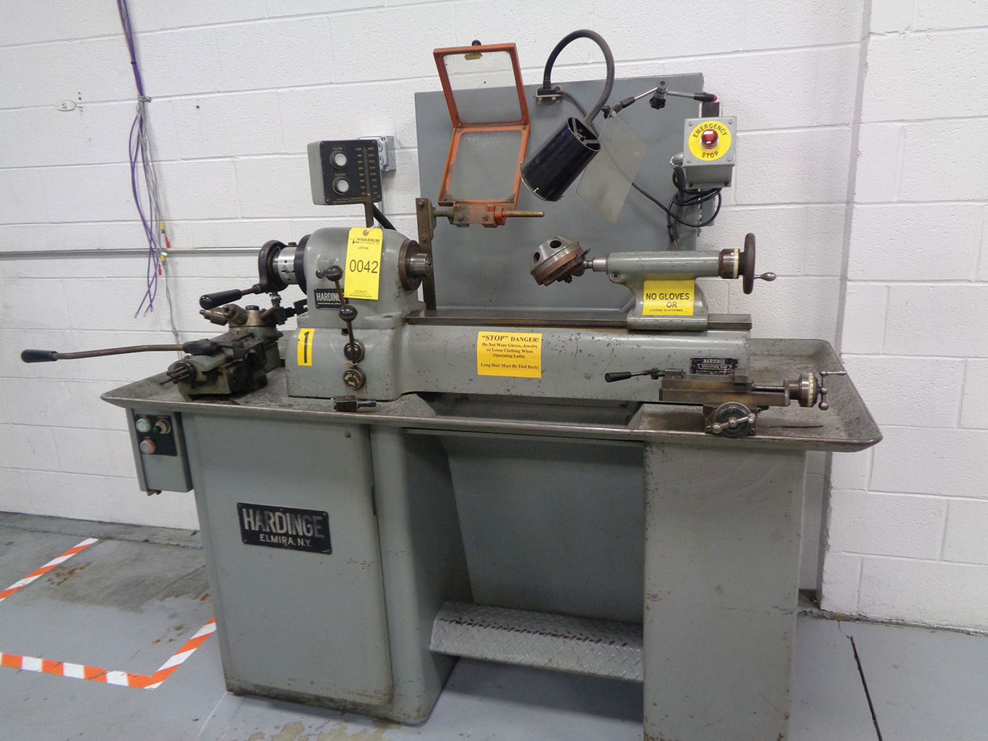 HARDINGE DV-59 LATHE; S/N DV-59-13081, 1 HP, 3 PHASE, 440 VOLTS, 60 CYCLES, COLLET CLOSER, TAILSTOCK