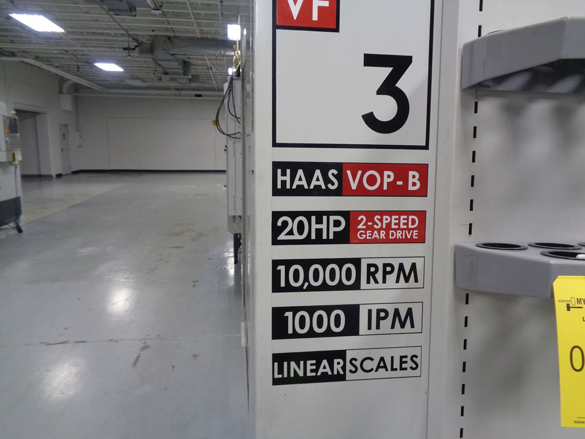 2007 HAAS VF-3B CNC VMC; S/N 1056617, TRAVELS X-40'', Y-20'', Z-25'', 20-TOOL ATC, 10,000 RPM, 20 - Image 2 of 7