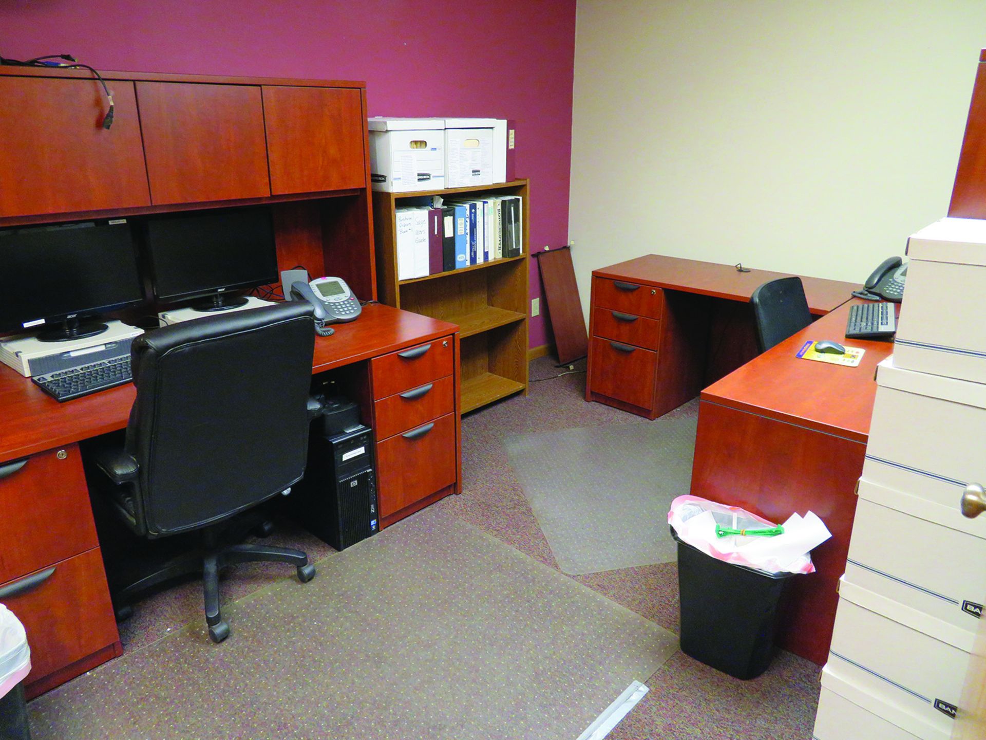 LOT: CONTENTS OF OFFICE INCLUDING (3) DESKS, FILE CABINETS, (3) CHAIRS, SHARP TV - Image 2 of 3