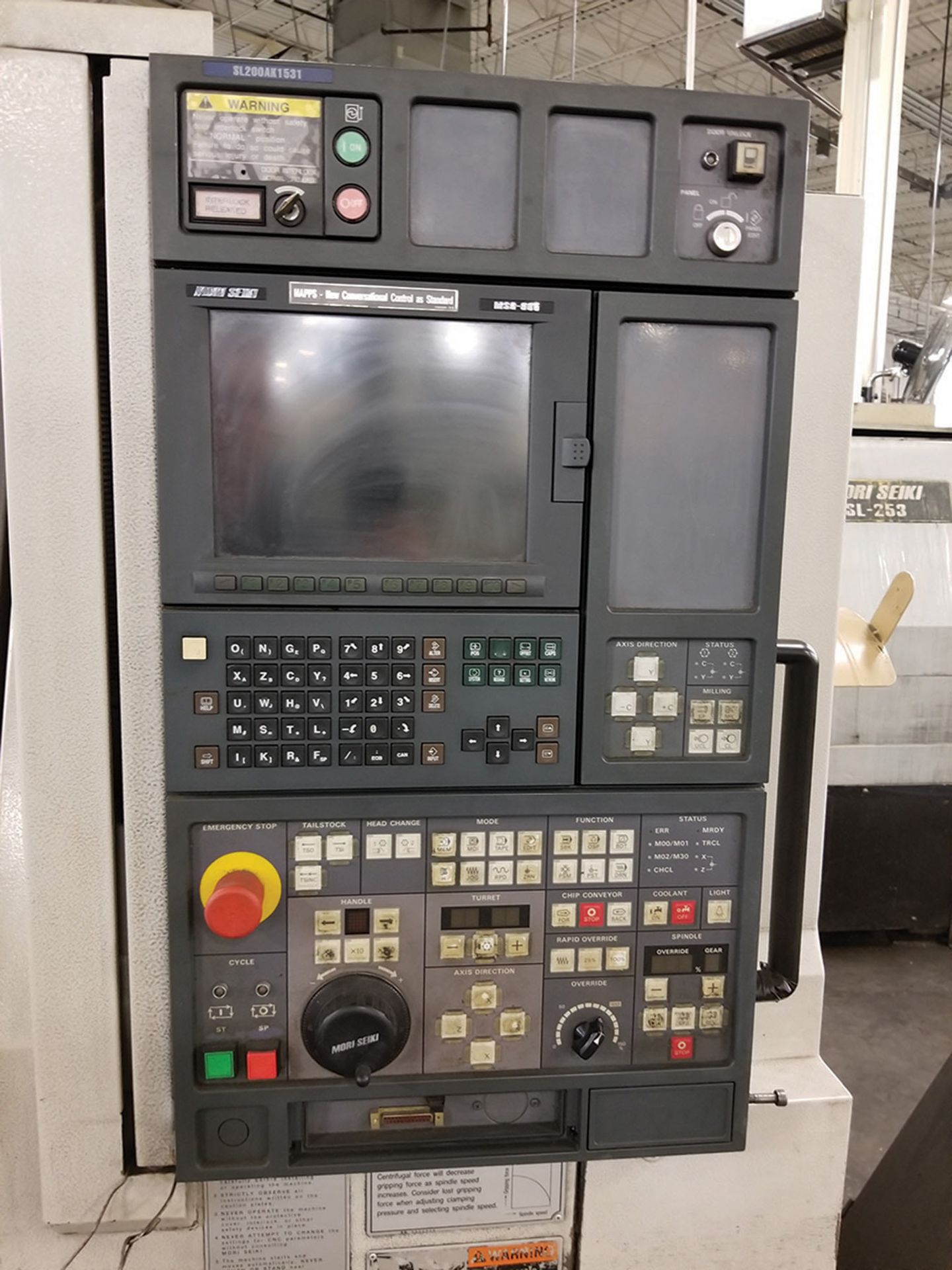 1996 MORI-SEIKI SL-204MC CNC LATHE, S/N SL200AK1531, 10-HEAD HORIZONTAL TURRET CHUCK, 12-TURRET - Image 5 of 9