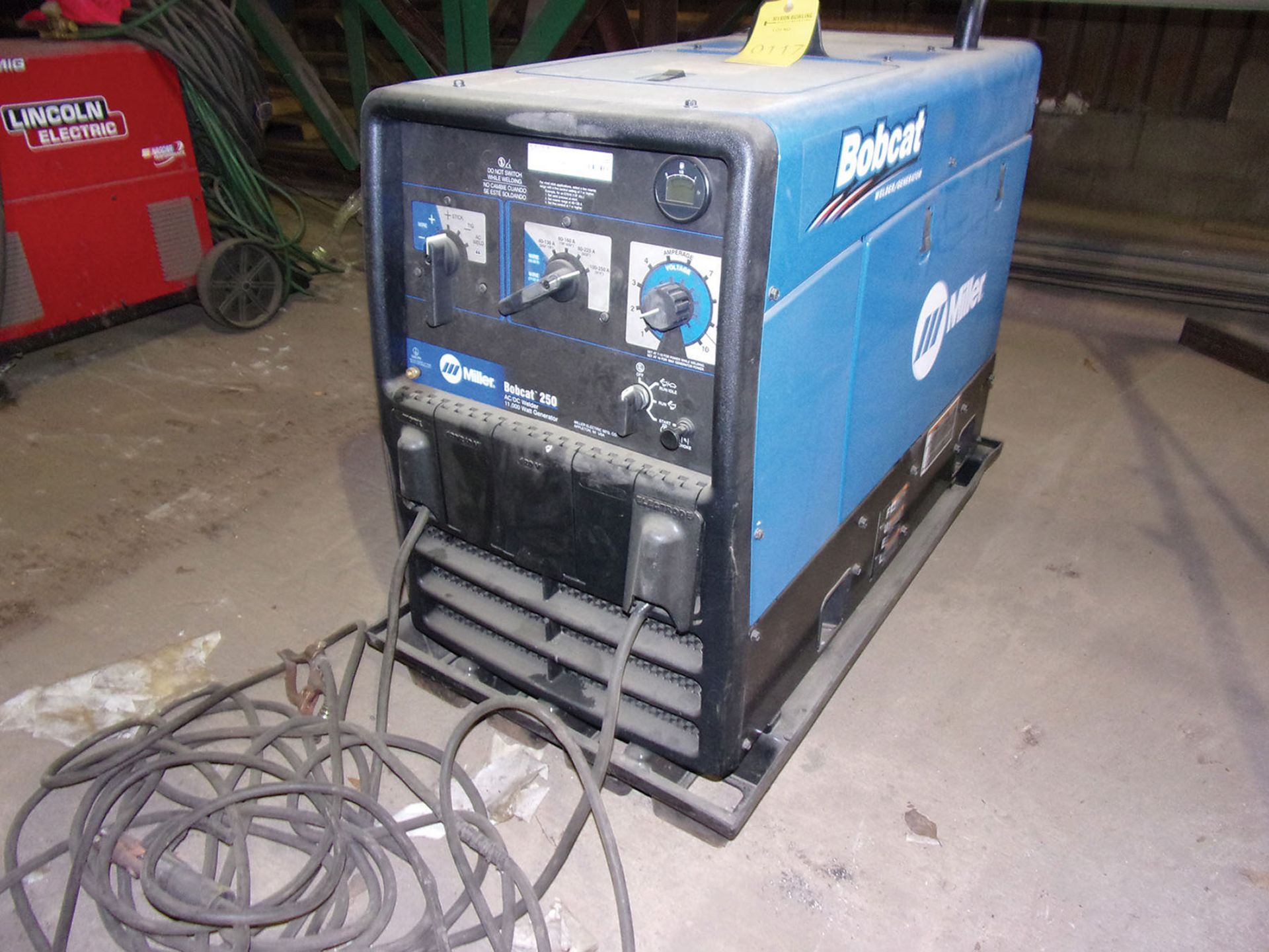 BOBCAT GENERATOR MILLER GAS WITH KOHLER ENGINE, MILLER 250 AC/DC WELDER, 11,000 WATT, S/N MHM10071