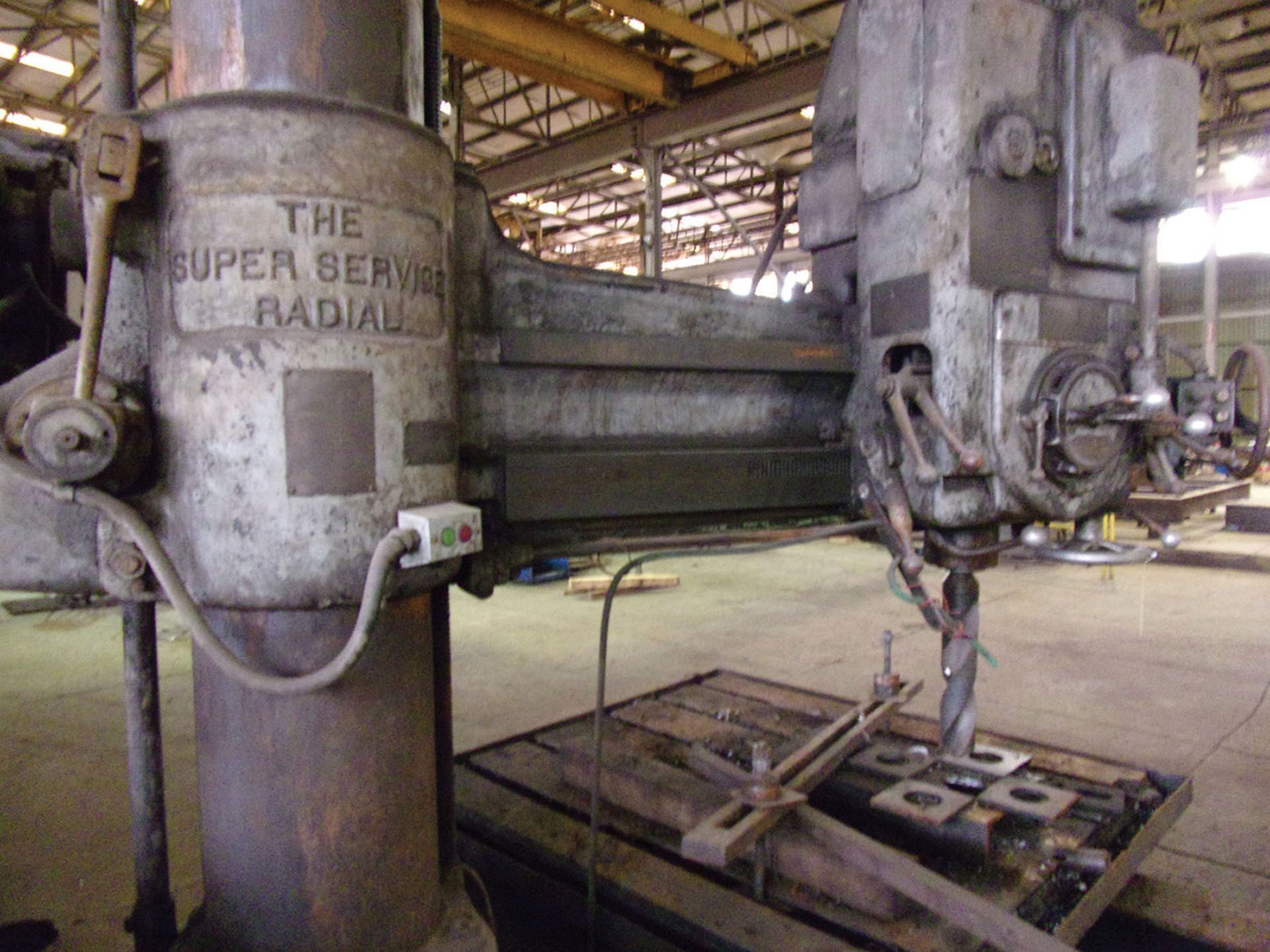 CINCINNATI BICKFORD SUPER RADIAL ARM DRILL; 12' COLUMN WITH 52'' X 49'' T-SLOTTED TABLE