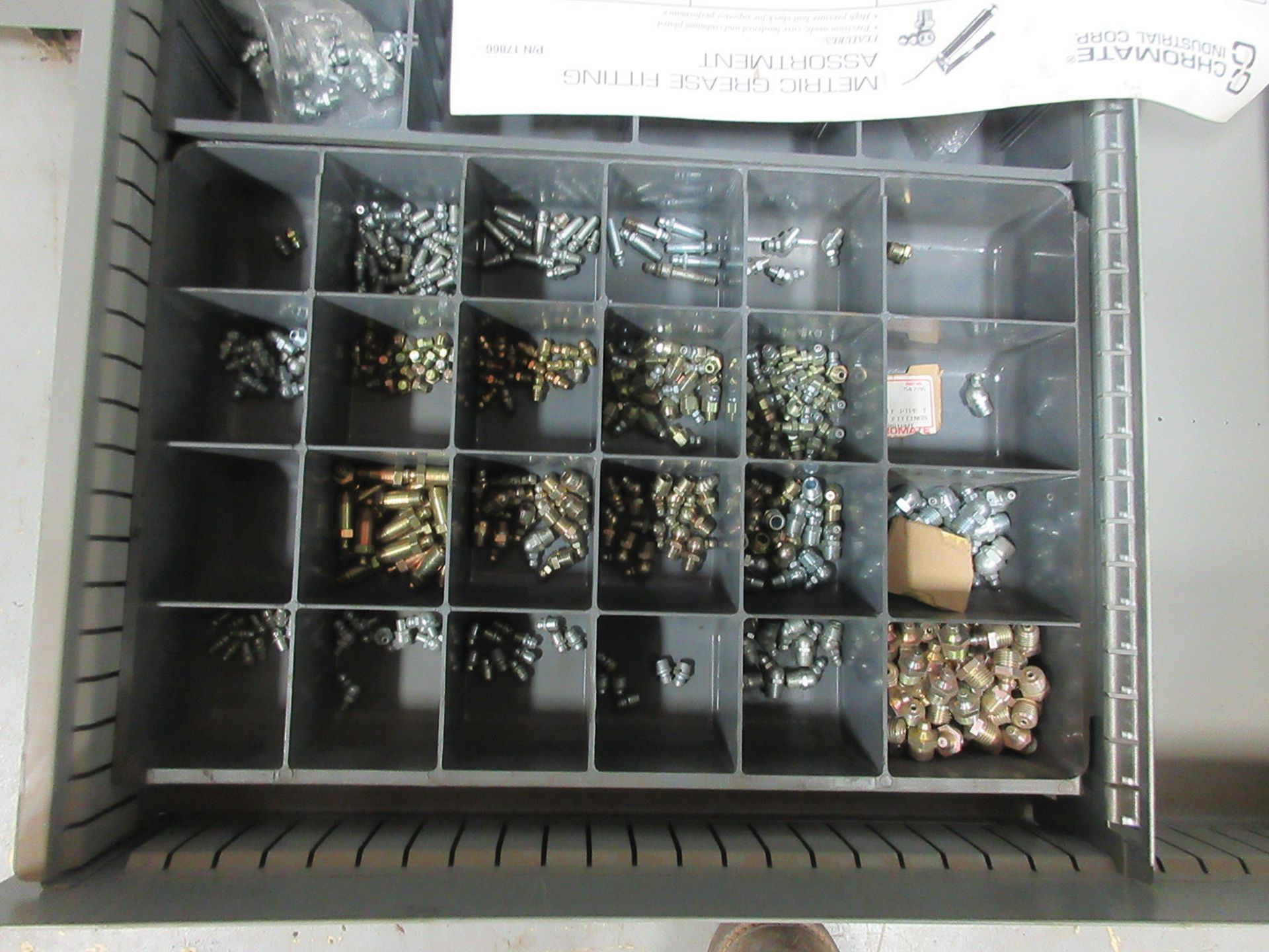 LYON 9-DRAWER CABINET WITH CONTENTS; POP RIVETS, SPRING NUTS, SET SCREWS, NUTS, WASHERS, AND - Image 4 of 4