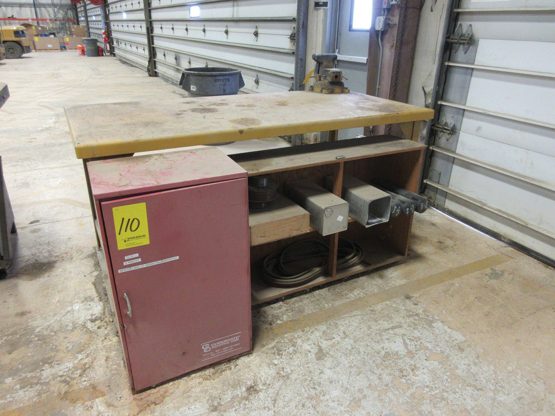 (2) FLAMMABLE STORAGE CABINETS, (2) OTHER CABINETS, AND 3' X 6' HD WORKBENCH WITH 6'' BENCH VISE - Image 3 of 3