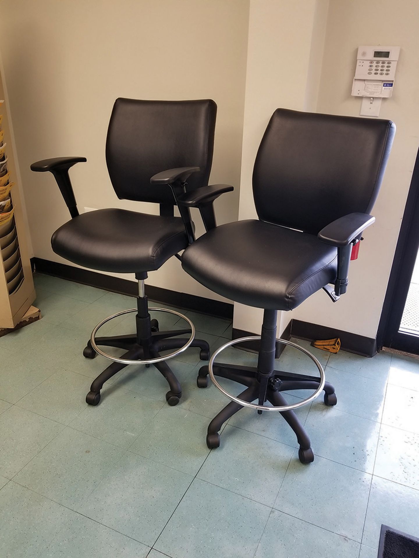 (2) BLACK TALL OFFICE/RECEPTION LEATHER CHAIRS ***LOCATED AT TOM'S RIVER, NJ***