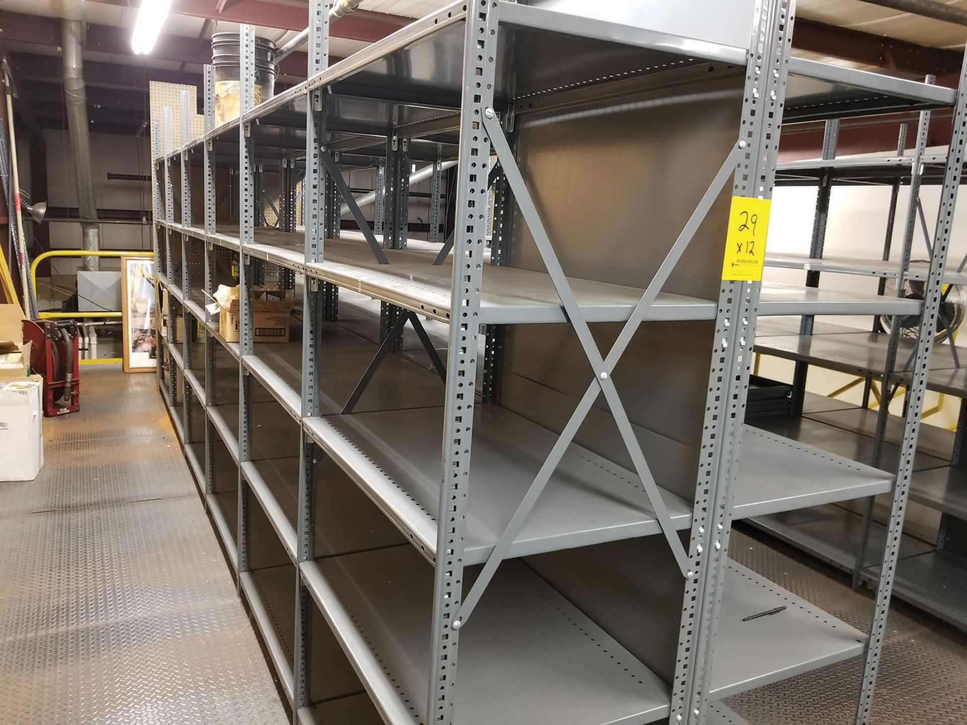 (12) MEDIUM/LIGHT DUTY PARTS RACKS; 85'' H X 35 1/2 ''W X 2' DEEP, GREY, CLIP SHELVING, METAL - Image 2 of 2