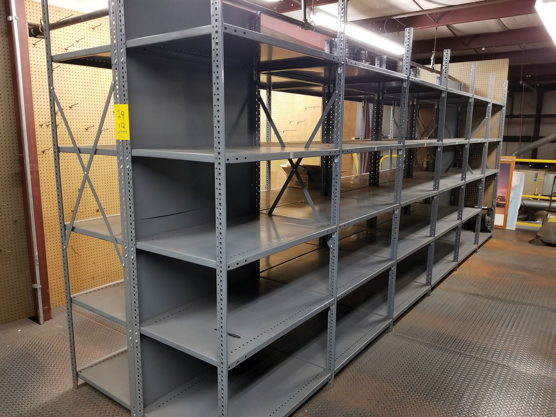 (12) MEDIUM/LIGHT DUTY PARTS RACKS; 85'' H X 35 1/2 ''W X 2' DEEP, GREY, CLIP SHELVING, METAL