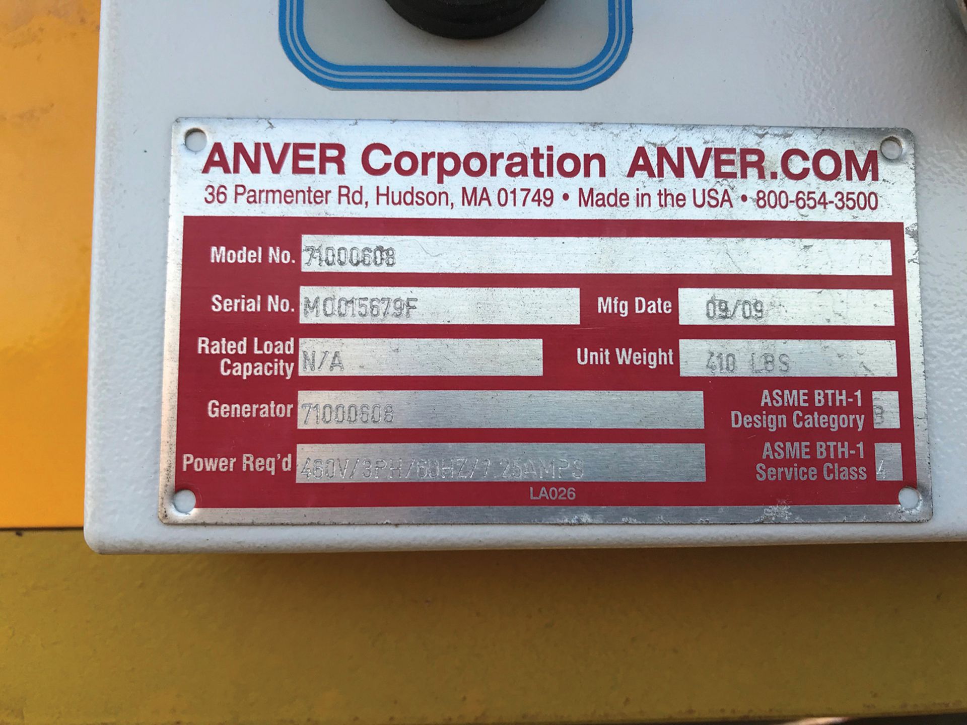 ANVER 80' VACUUM SHEET LIFTER, M/N 71000608, S/N N0015679F & M0015679G, 28,000# MAX LOAD CAPACITY - Image 5 of 5