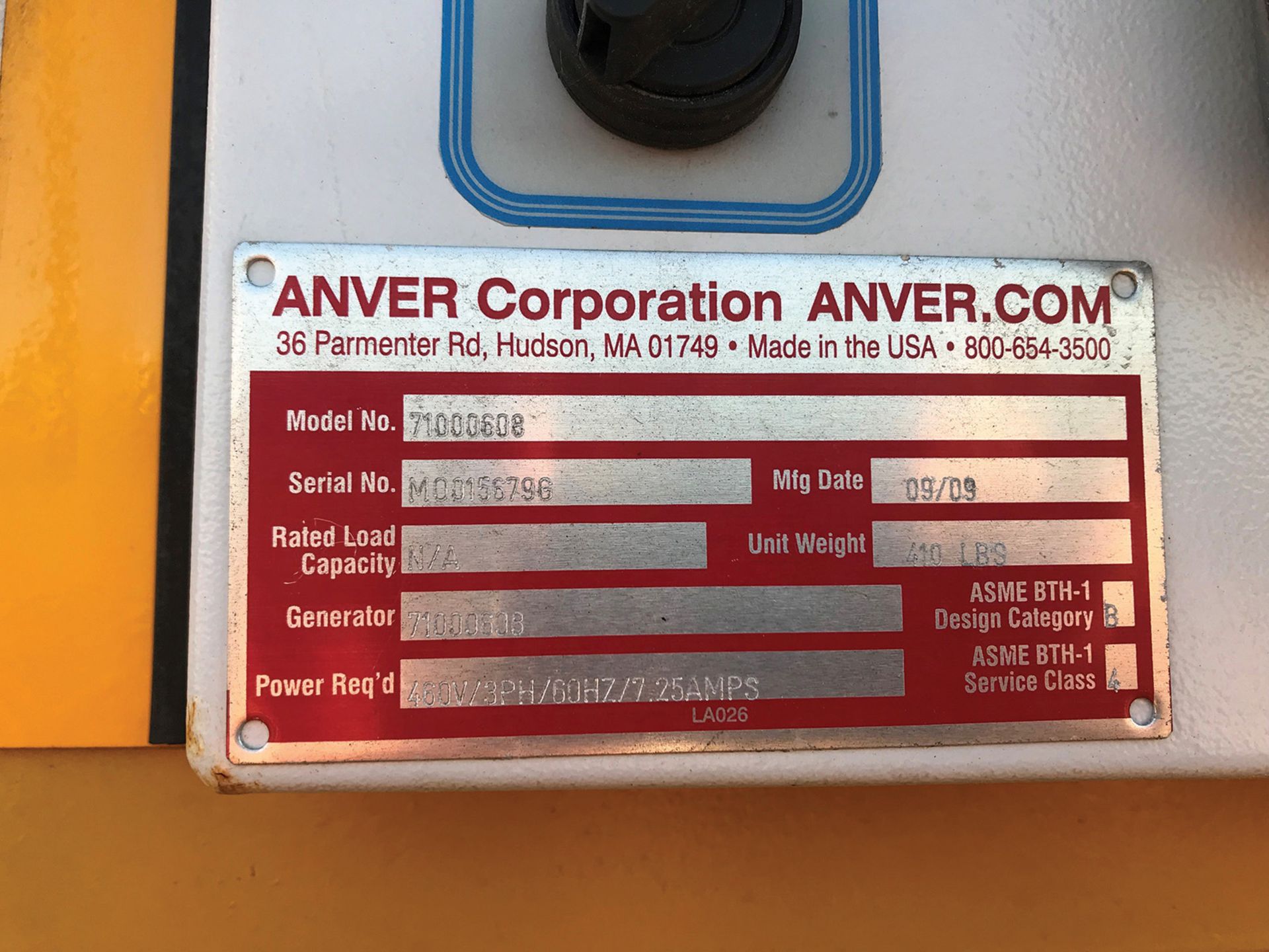 ANVER 80' VACUUM SHEET LIFTER, M/N 71000608, S/N N0015679F & M0015679G, 28,000# MAX LOAD CAPACITY - Image 4 of 5