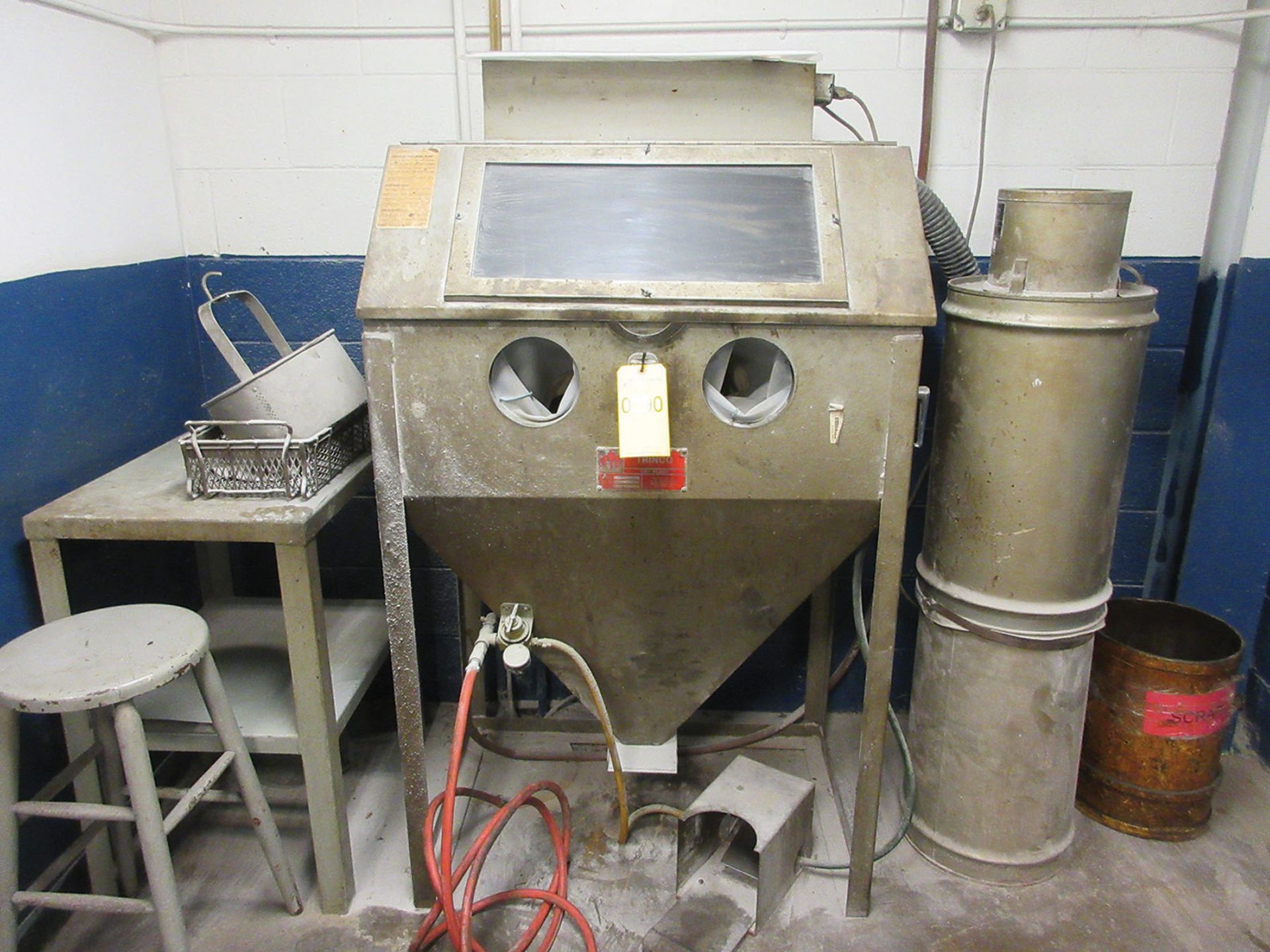 TRINCO 36/BP2 SHOT BLAST CABINET WITH TRINCO VP2 CYCLONE TYPE DUST COLLECTOR; S/N 31808-8