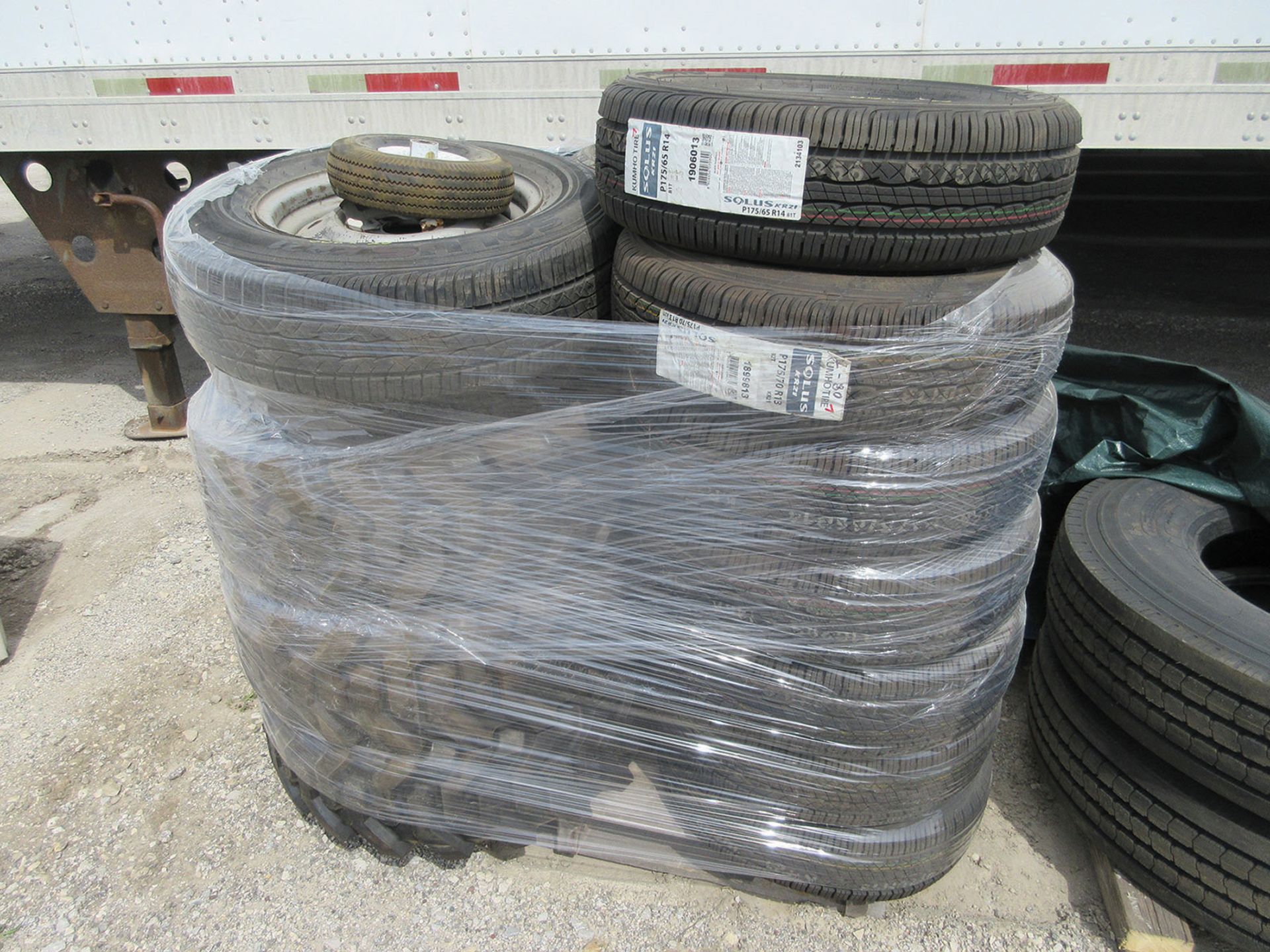 PALLET OF (25) ASSORTED NEW TIRES; P175/70R13, P175/65R14, P175/80R13, EQUIPMENT TIRES