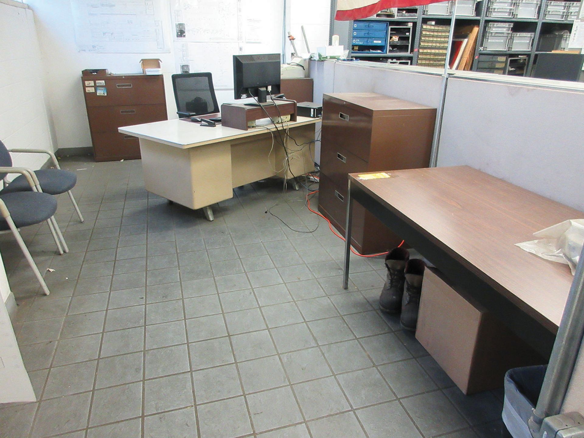 DESK, FILE CABINETS, AND LOCKERS