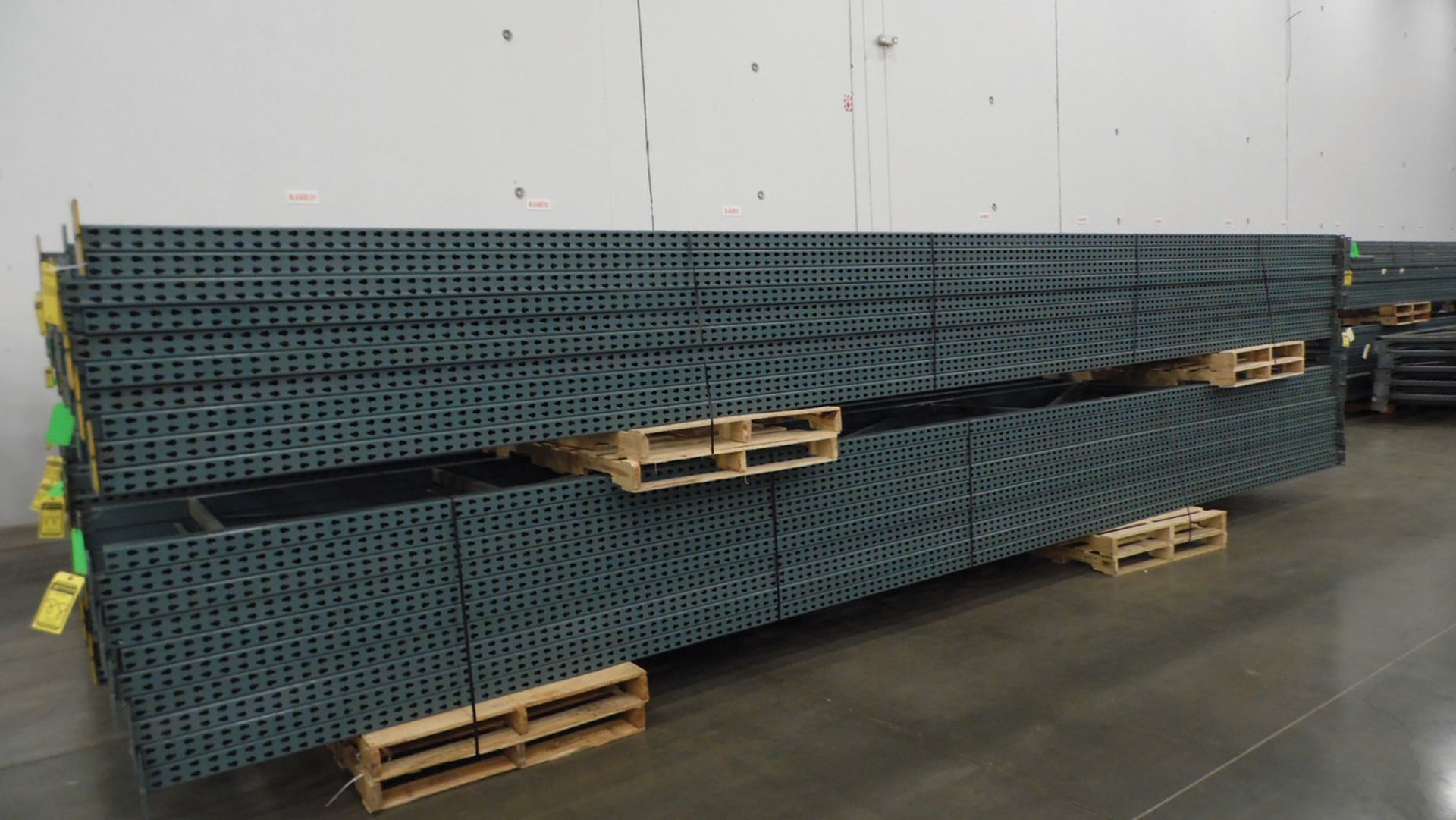 TEARDROP PALLET RACKING (40) 3'' X 3'' X 25' UPRIGHTS, 36'' DEEP