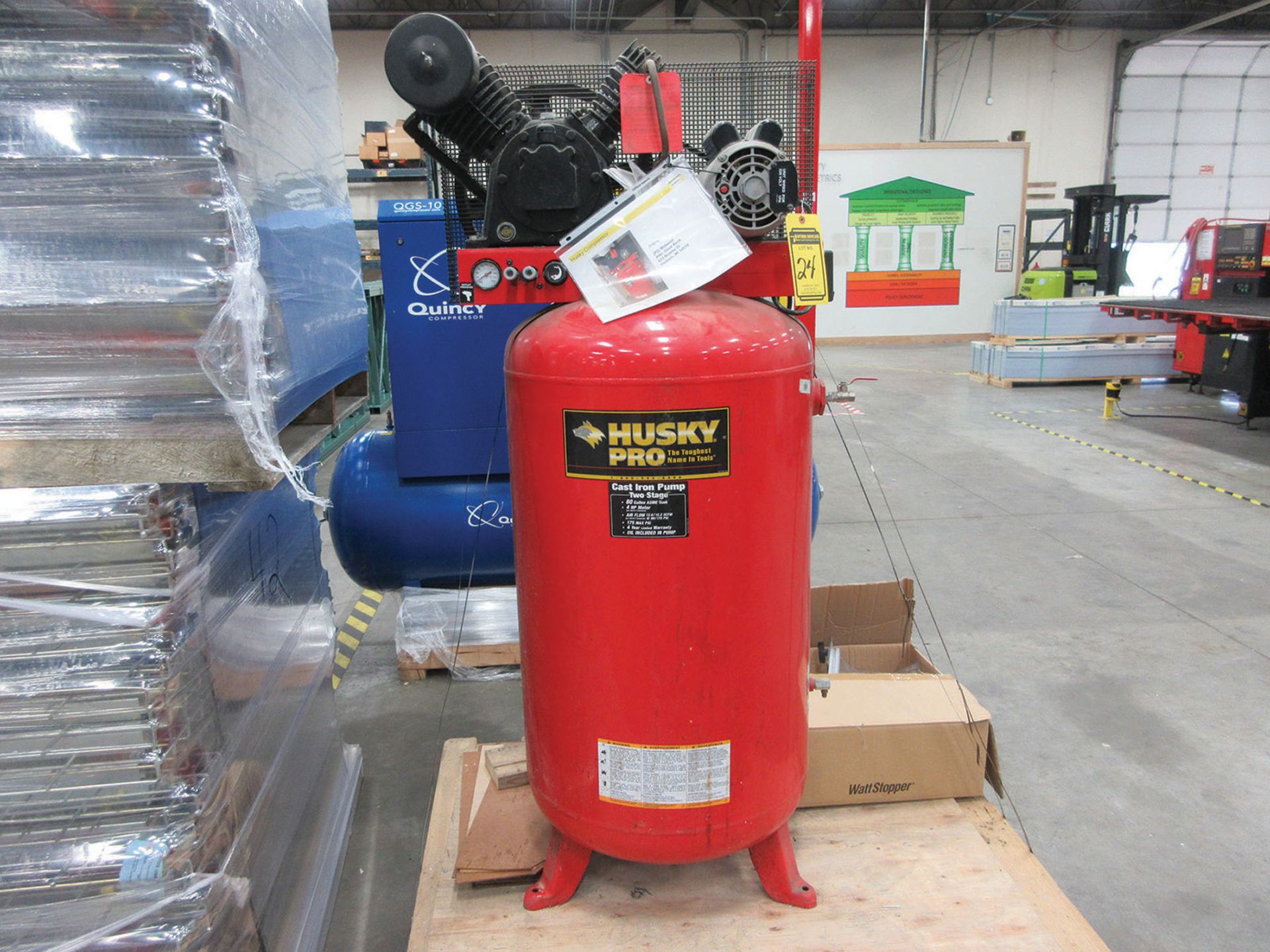 2007 HUSKY 4-HP VERTICAL AIR COMPRESSOR; 80 GALLON TANK, MODEL HS781004AJ, S/N 00174