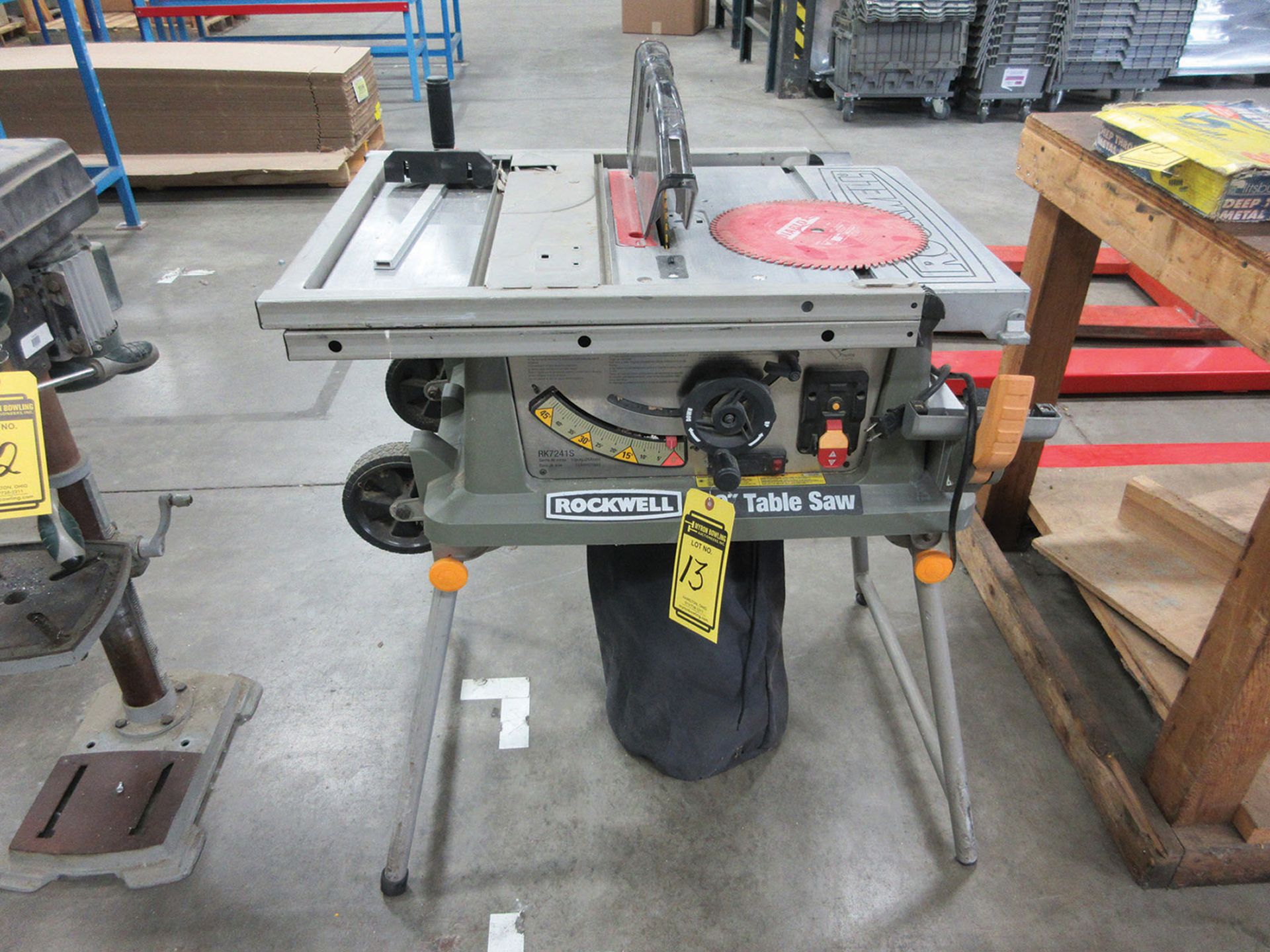 ROCKWELL 10'' TABLE SAW; MODEL RK7241S, LASER GUIDE, S/N 201203