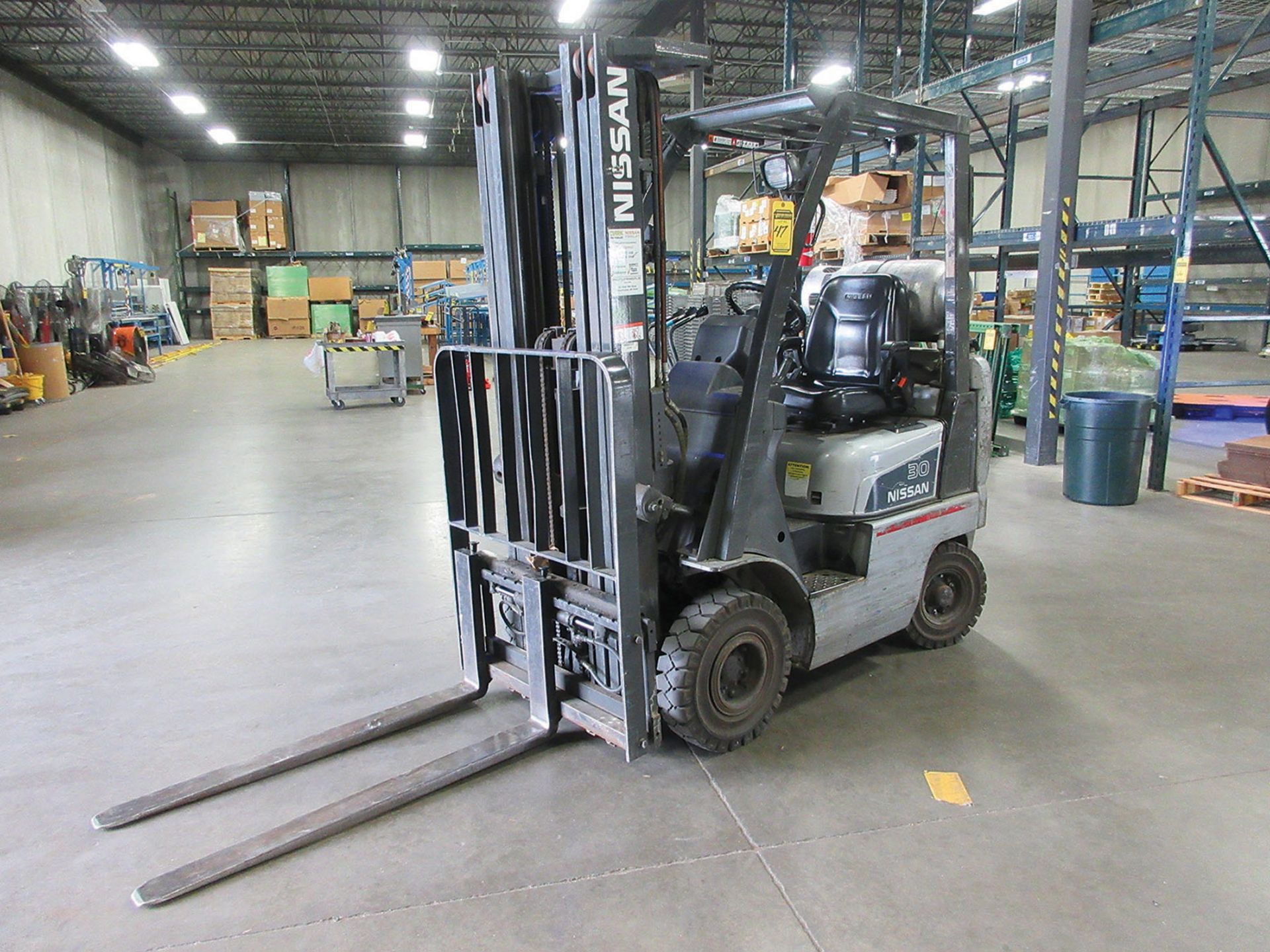 NISSAN MODEL MAPLO1A15LV 3,000 LB. CAPACITY FORKLIFT; LPG, 3-STAGE MAST, 187'' MAX LOAD HEIGHT,