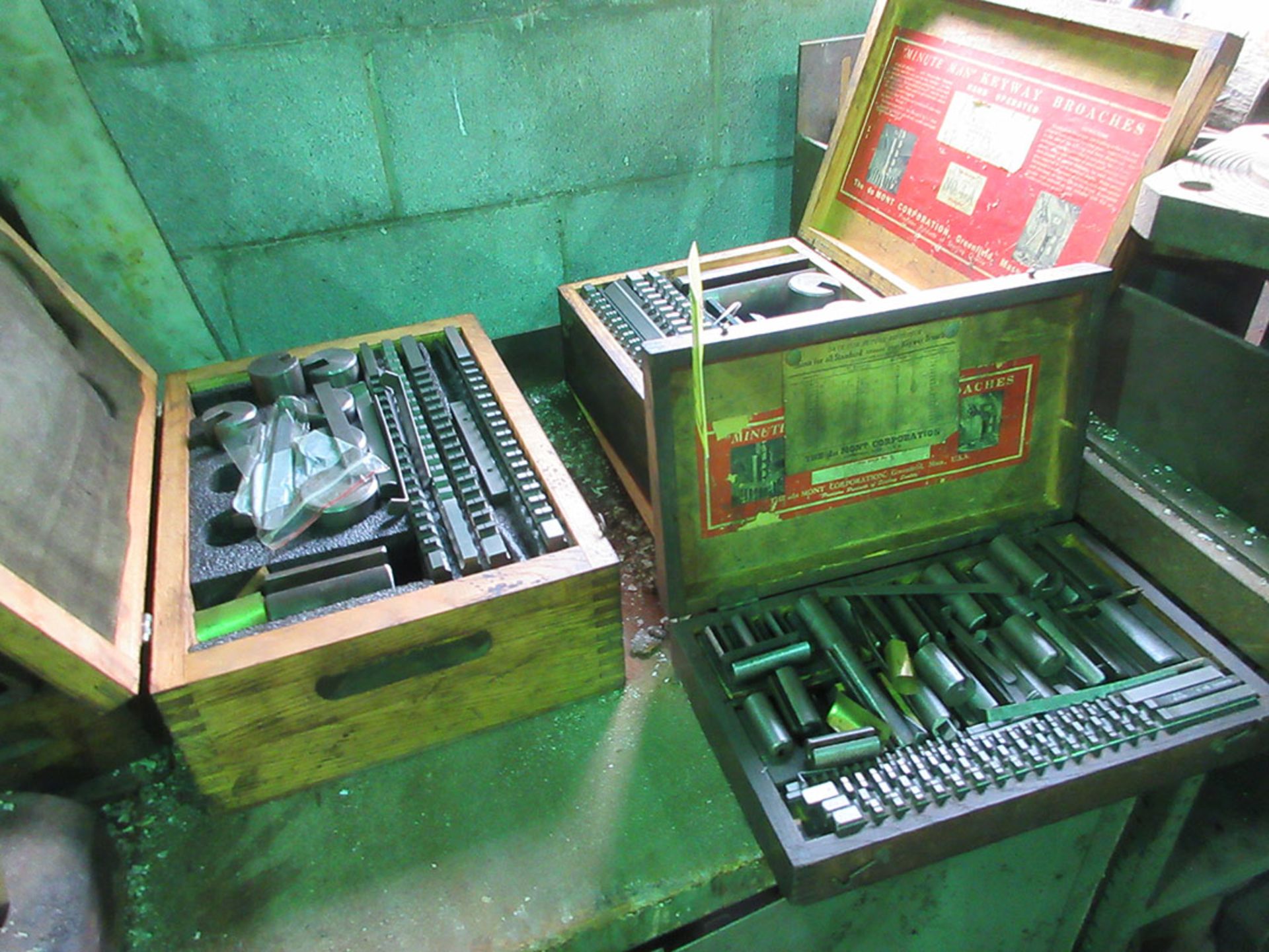 (2) SHELF UNITS WITH TOOLING, DRILL BITS, AND BROACH SETS