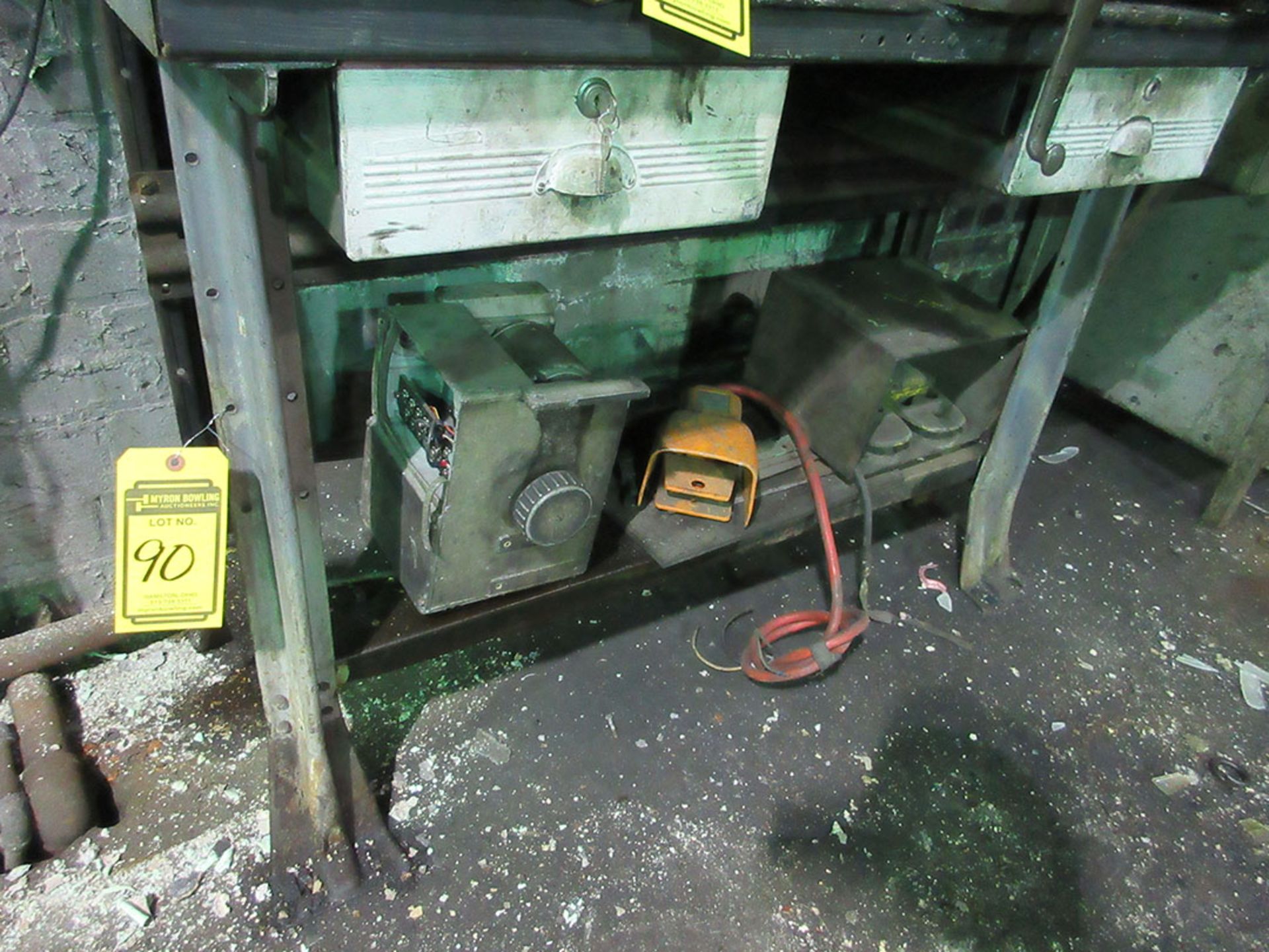 WORKBENCH WITH CONTENTS OF BOTTOM SHELF