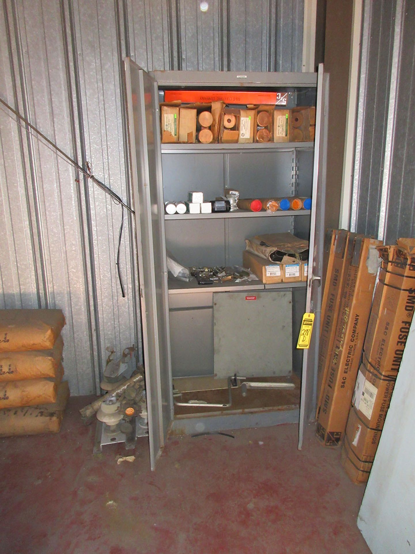 REMAINING CONTENTS OF ROOM; CABINET WITH FUSES, INSULATORS, AND OTHER ELECTRICAL SUPPLIES - Image 2 of 2