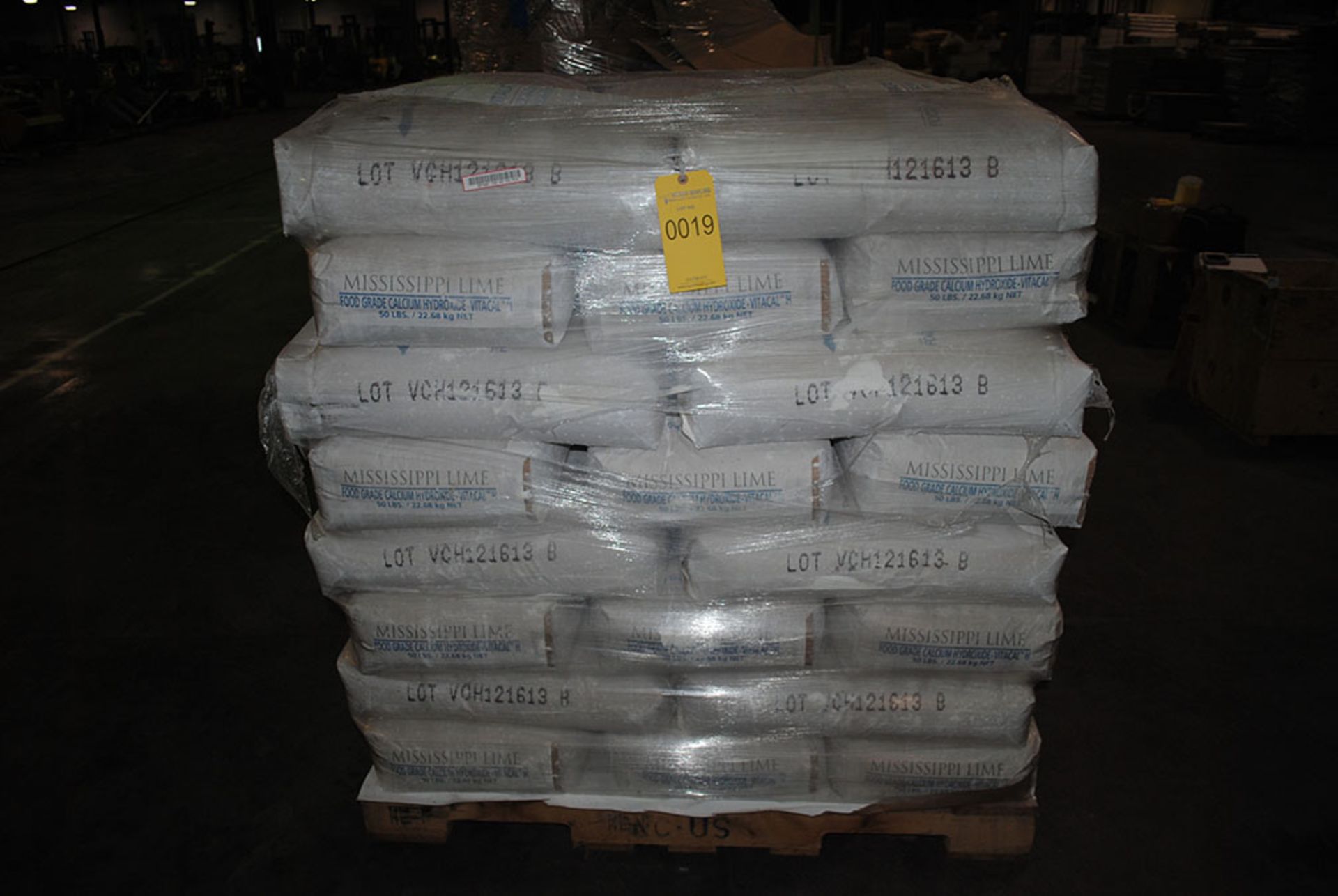 SKID OF 50-LB. BAGS OF MISSISSIPPI LIME FOOD GRADE CALCIUM HYDROXIDE VITACAL H