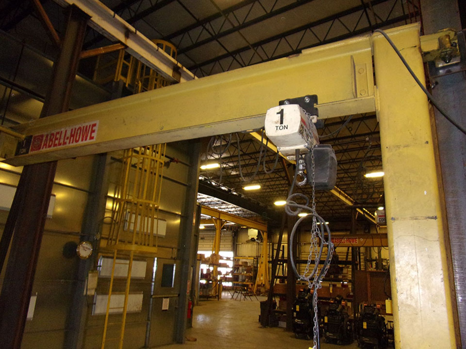 ABELL HOWE 1-TON JIB WITH COFFING 1-TON ELECTRIC HOIST