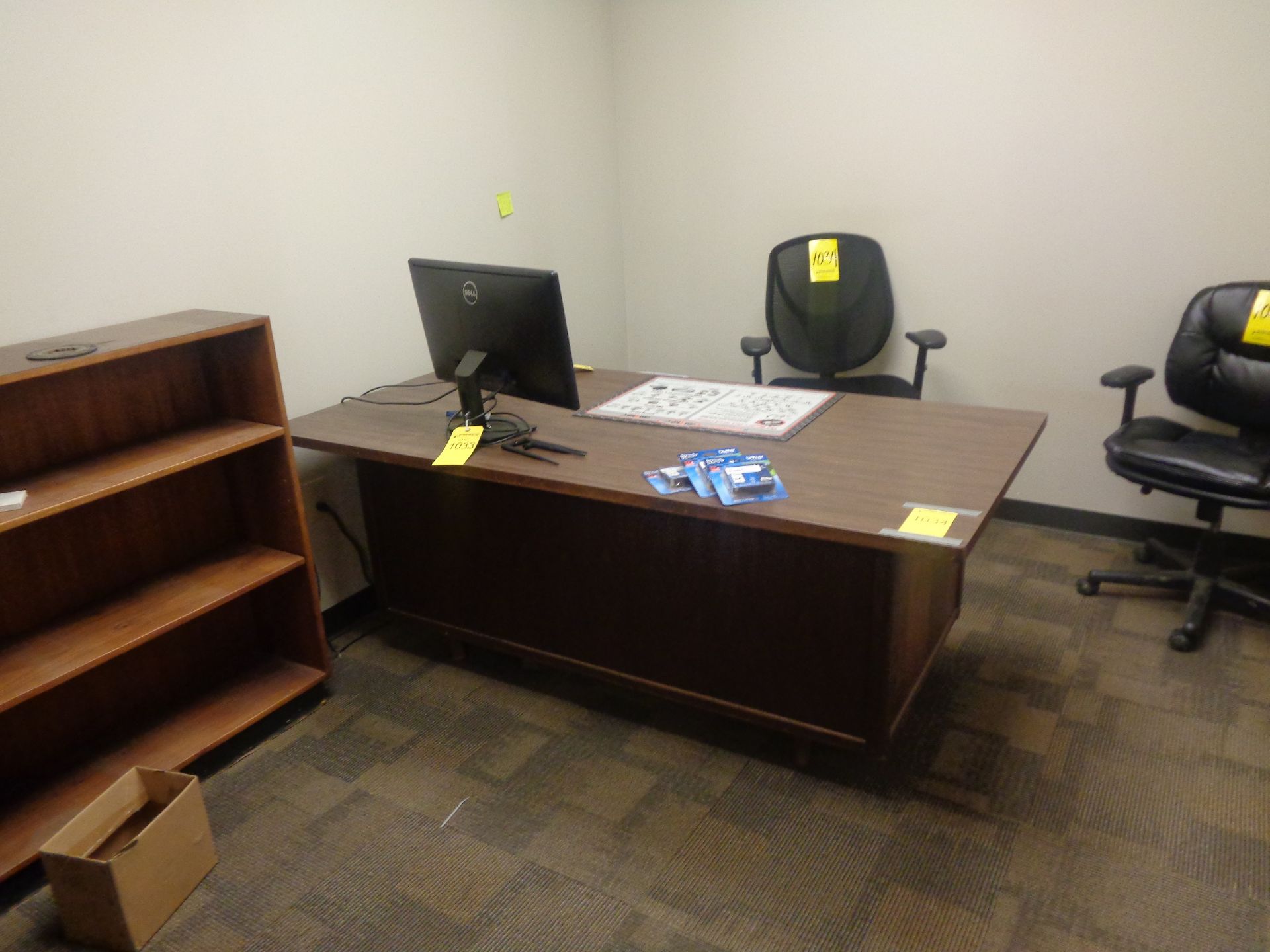 DESK, (2) CHAIRS, AND BOOKCASE