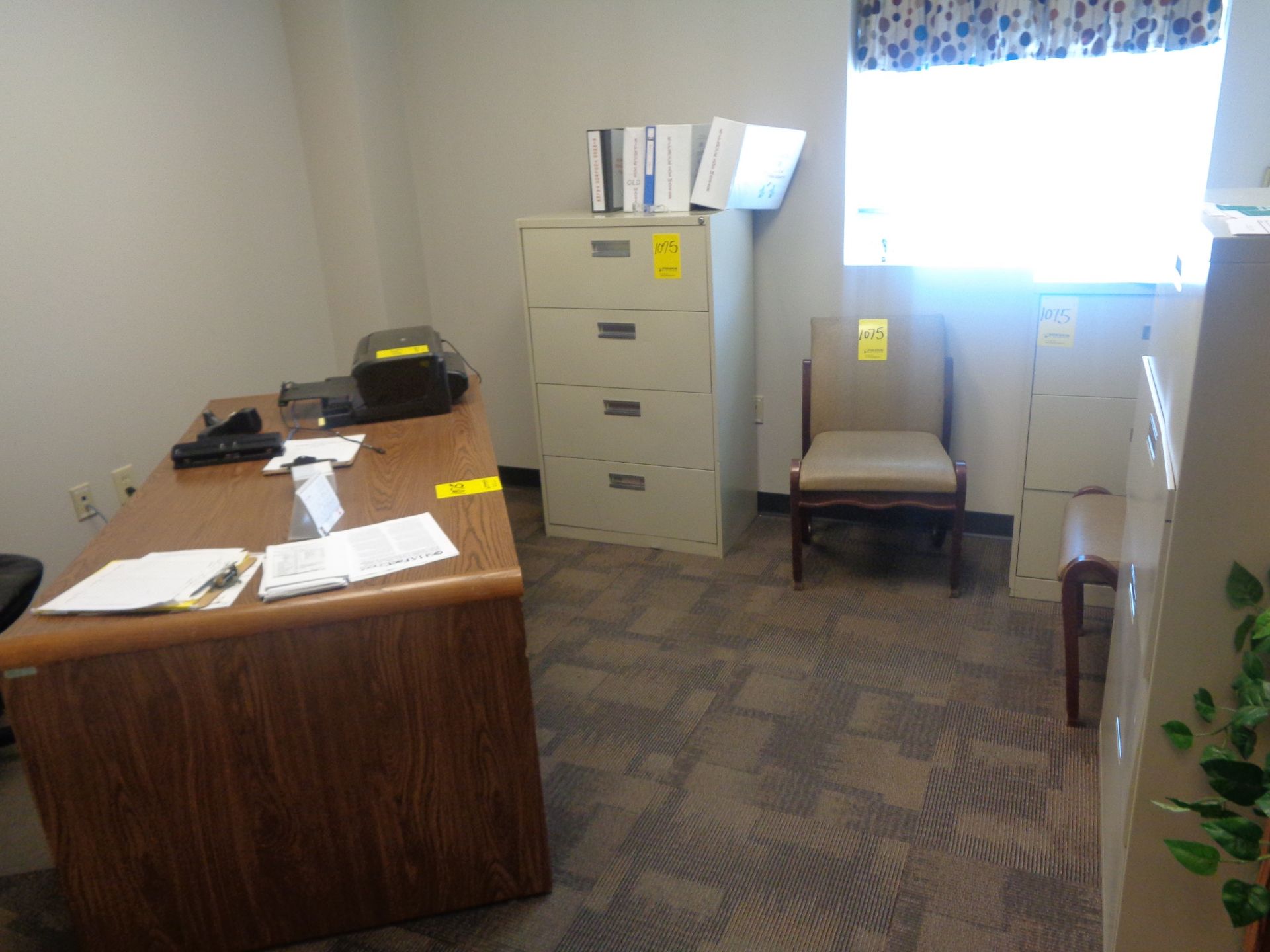 DESK, LATERAL FILE CABINET, AND CHAIRS