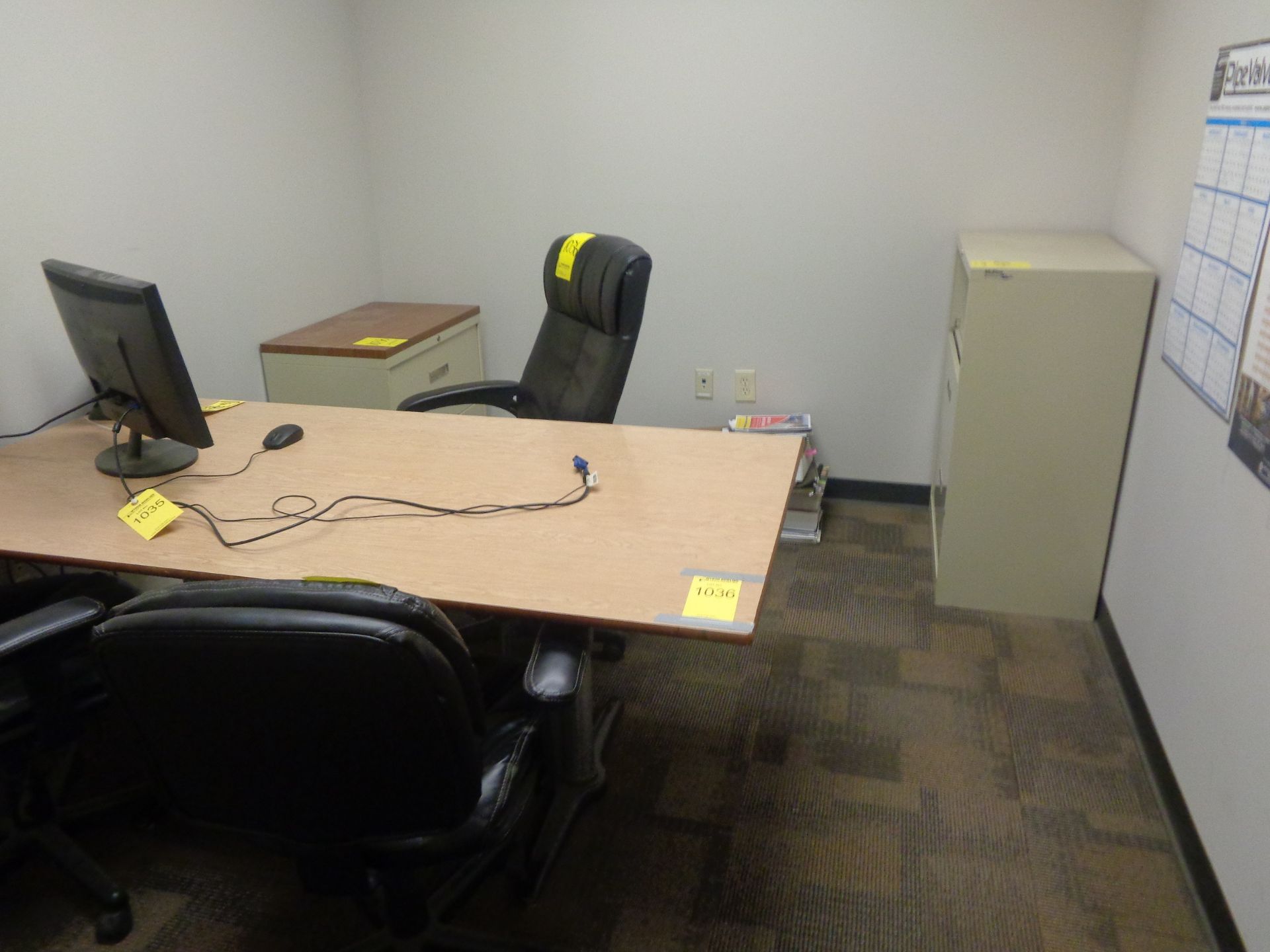 DESK, CHAIRS, AND LATERAL FILE CABINET