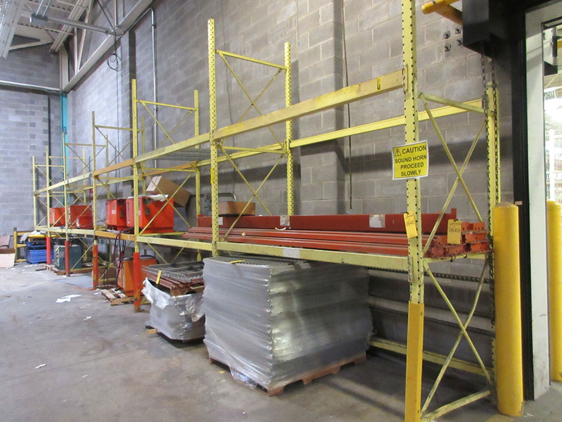 (12) SECTIONS OF PALLET RACK; (15) 12' UPRIGHTS, (60) 8' X 3'' & 4'' CROSSBEAMS