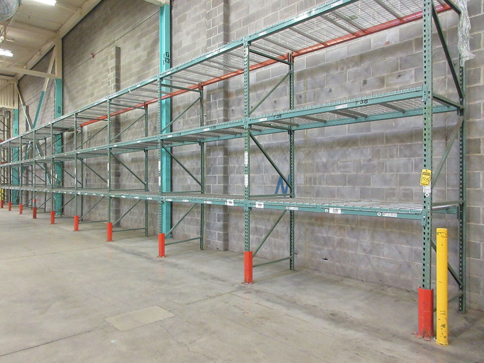 (15) SECTIONS OF TEARDROP STYLE PALLET RACK; (17) 12' UPRIGHTS, (90) 8' X 4'' CROSSBEAMS, (90 - Image 2 of 3