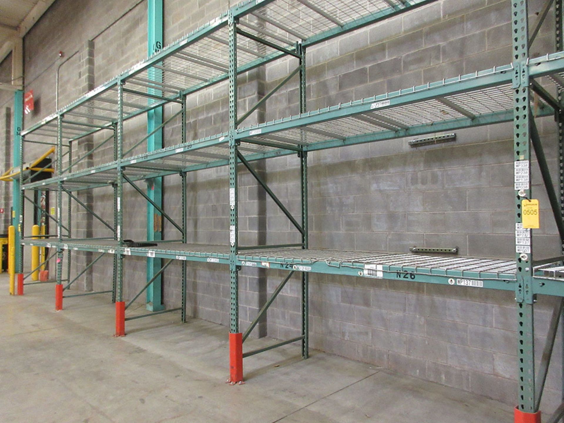 (15) SECTIONS OF TEARDROP STYLE PALLET RACK; (17) 12' UPRIGHTS, (90) 8' X 4'' CROSSBEAMS, (90