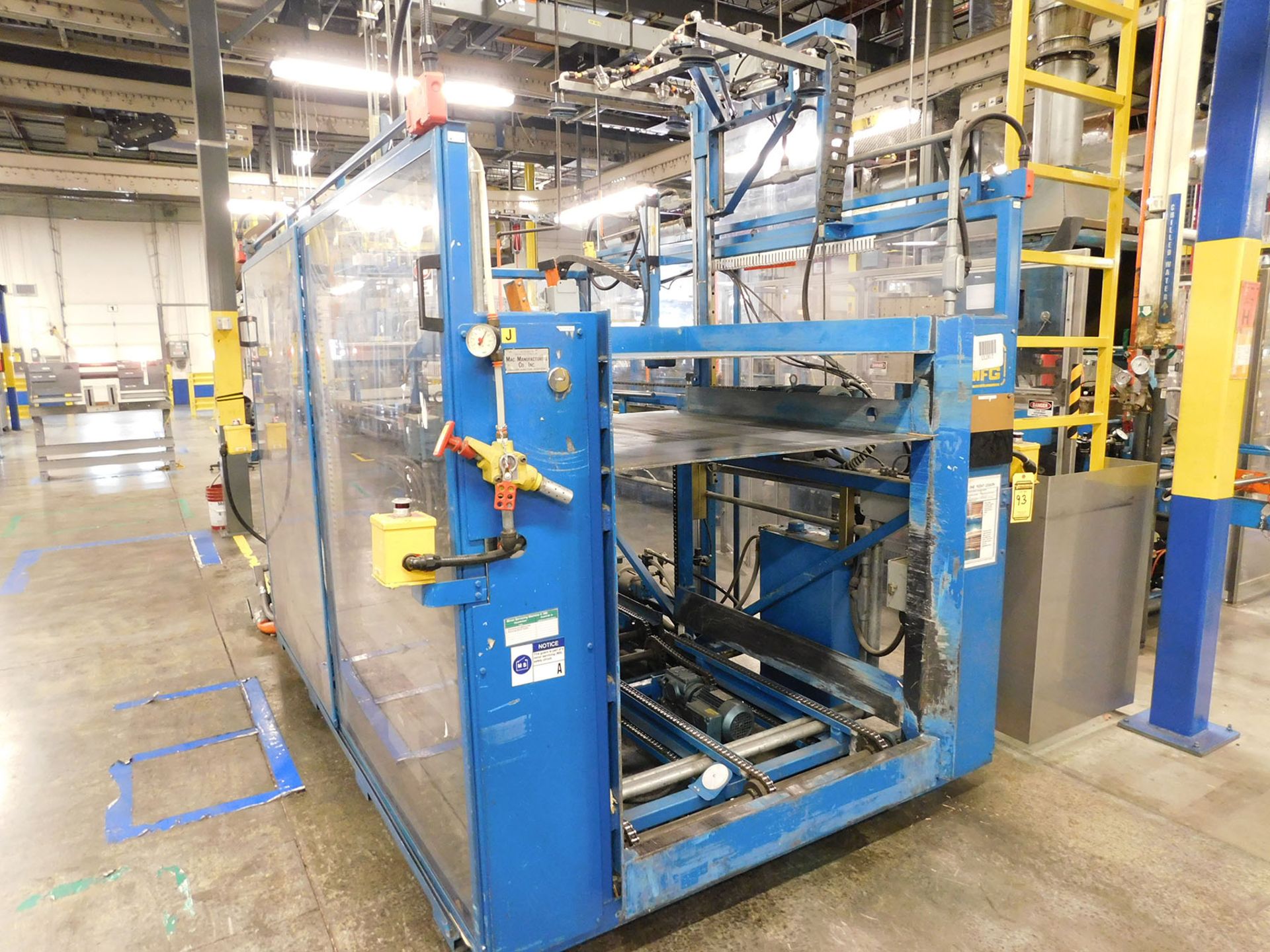 AA DURACELL BLISTER PACK LINE WITH PALLETIZER, BATTERY CONVEYOR, AND ELEVATOR