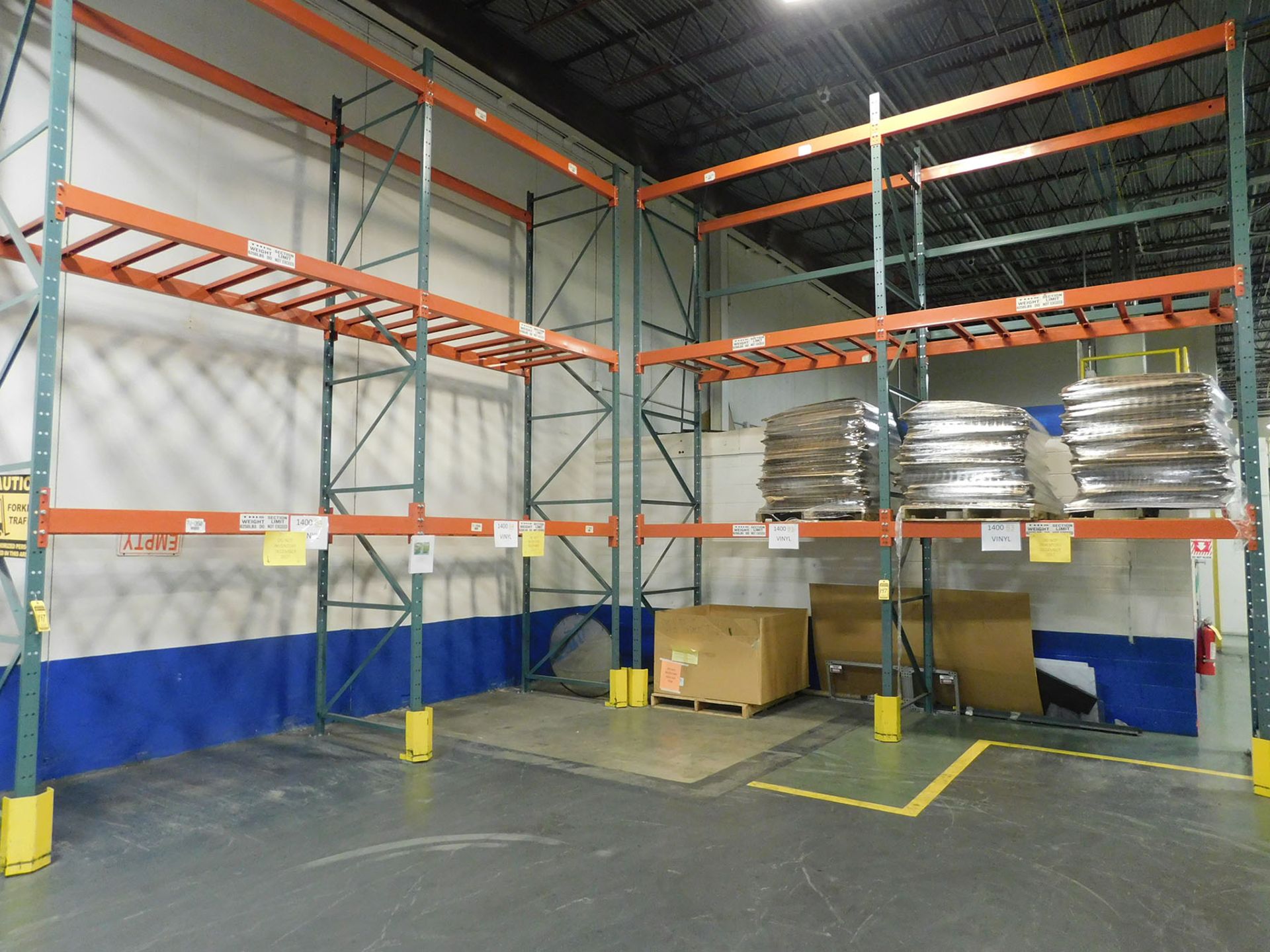 (4) SECTIONS OF PALLET RACKING; (6) 18' X 3'' X 3'' UPRIGHTS, (24) 96'' X 6'' HORIZONTAL BEAMS, 48''