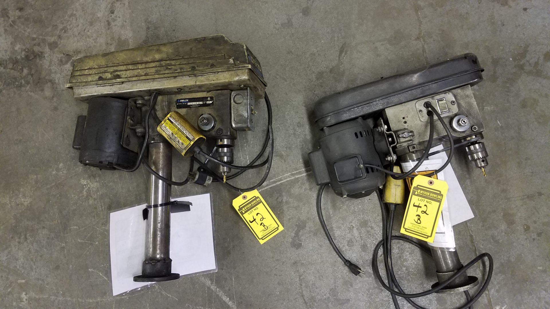 (2) DRILL PRESS HEADS; DELTA DP300 & MANHATTAN