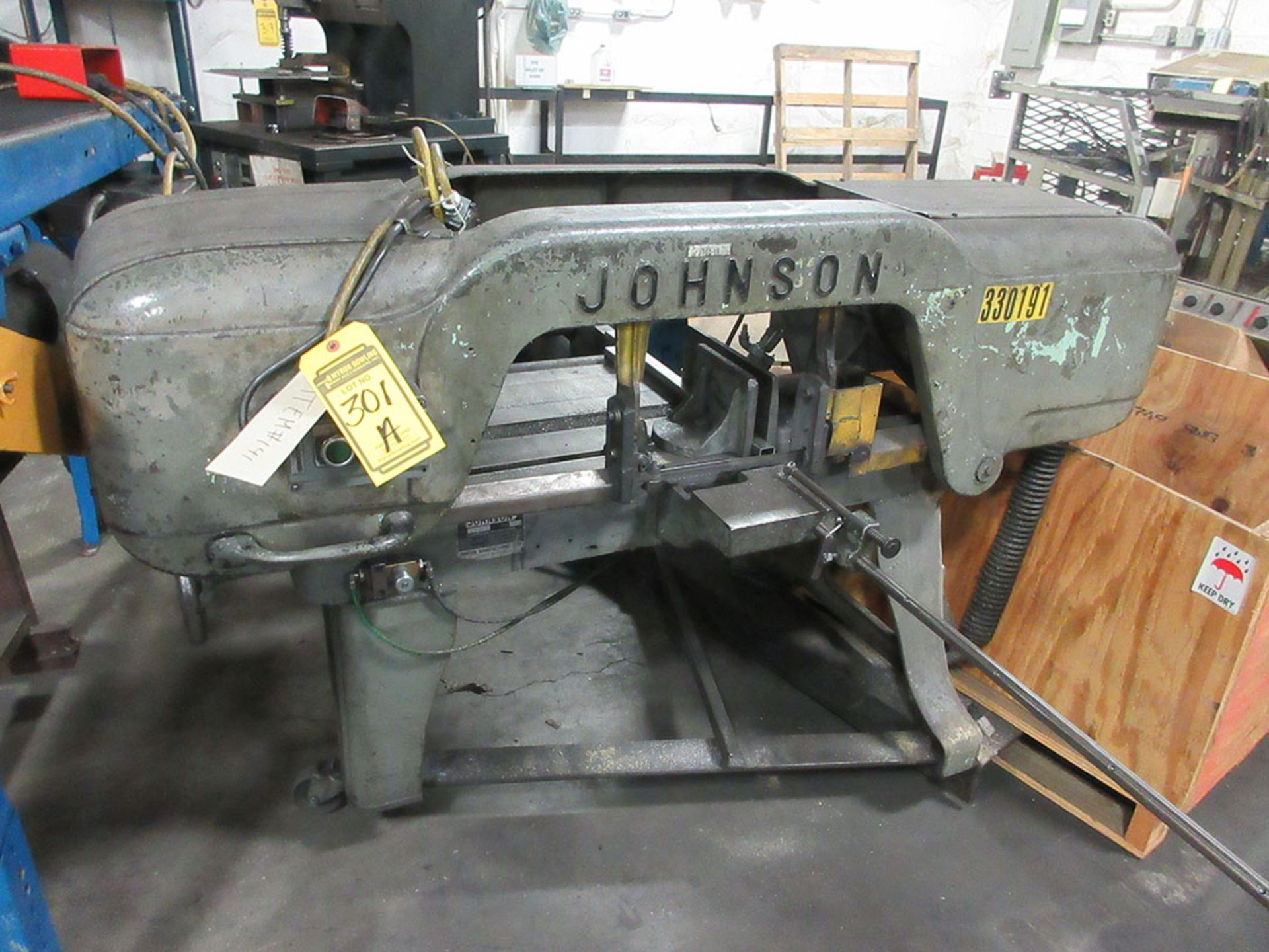 JOHNSON HORIZONTAL BAND SAW; MODEL J, S/N 7869