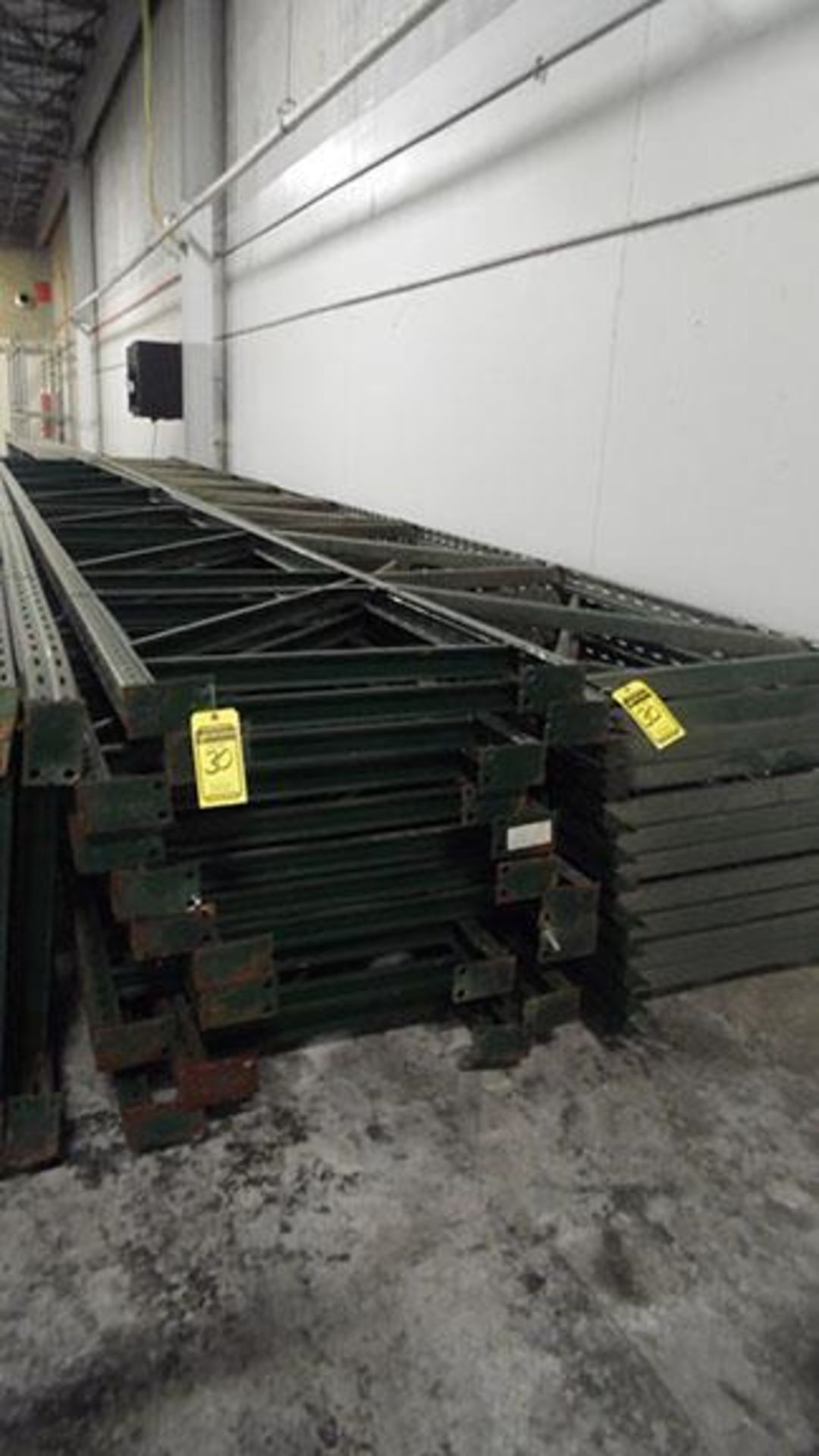 (X22) PIECES OF RIDG-U-RAK PALLET RACKING UPRIGHTS; 31' 8'' TALL, 36'' DEEP, 3'' X 2 1/4''