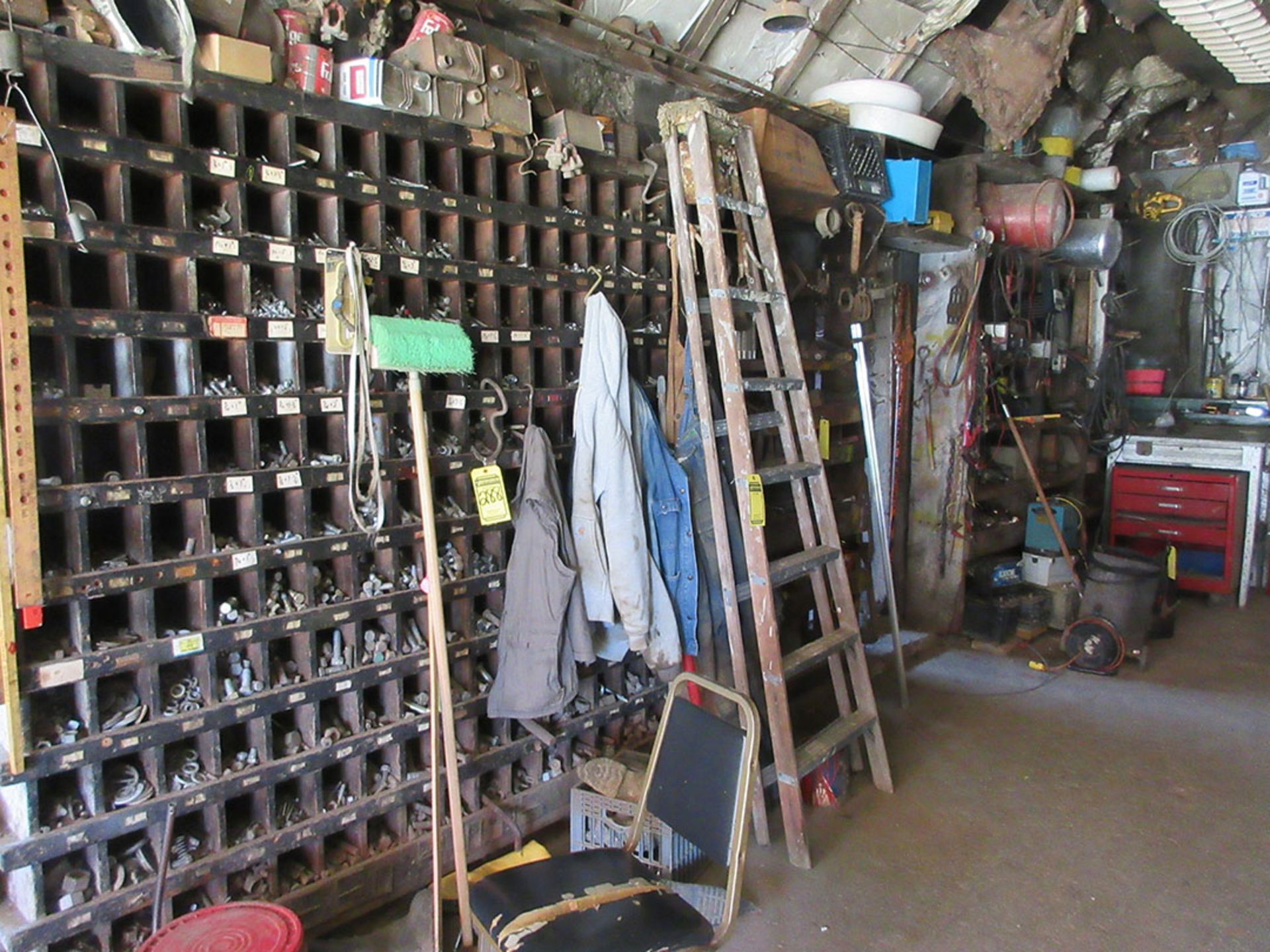 BOLT BINS & SHELVES WITH CONTENTS