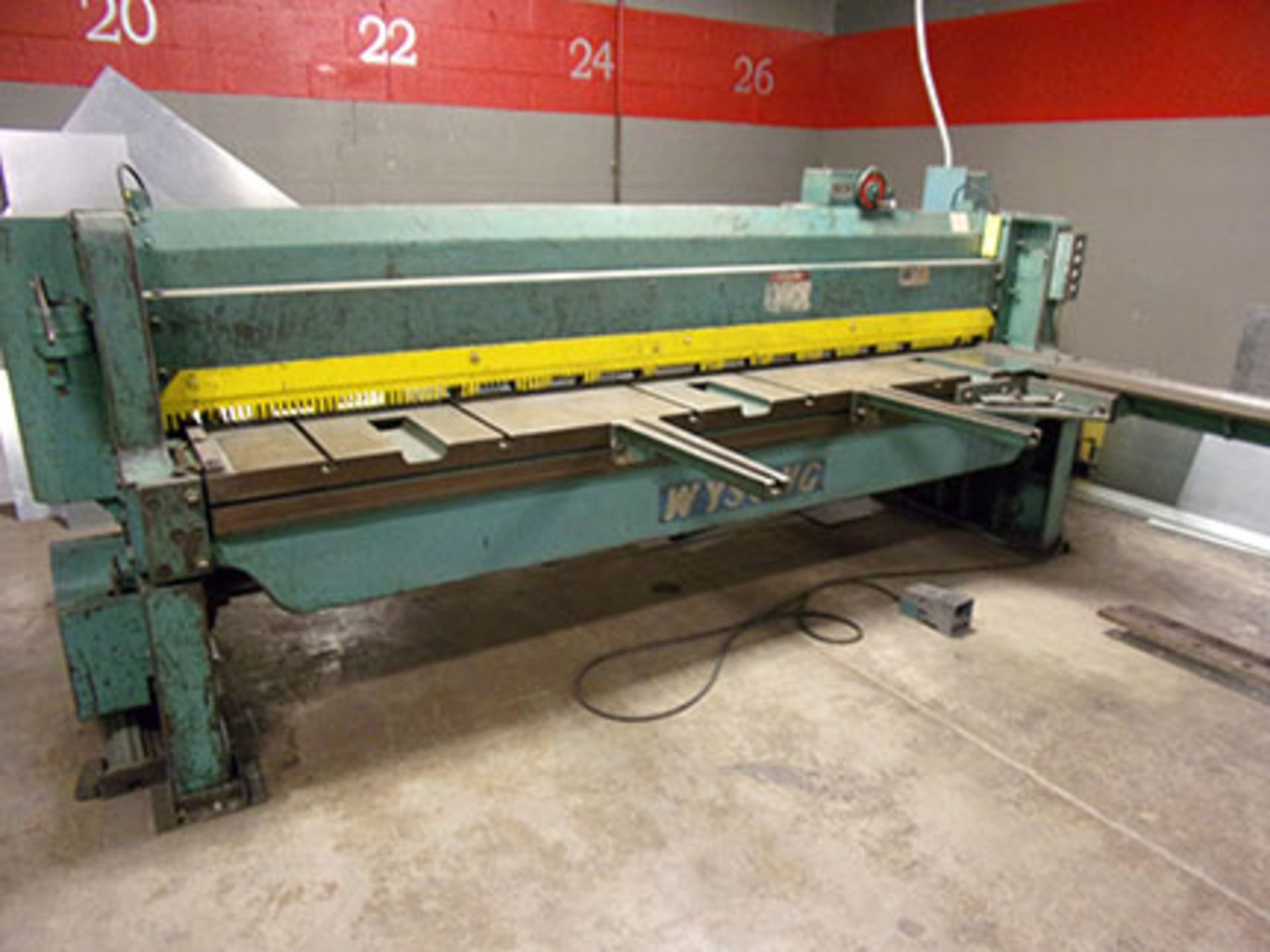 WYSONG 10' SHEAR WITH SQUARING ARM, BACK GAUGE; 7 1/2 HP MOTOR