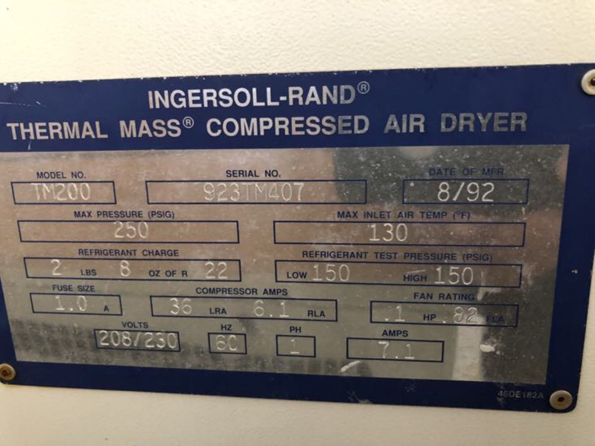INGERSOLL RAND TM200 REFRIGERANT AIR DRYER - Image 2 of 3