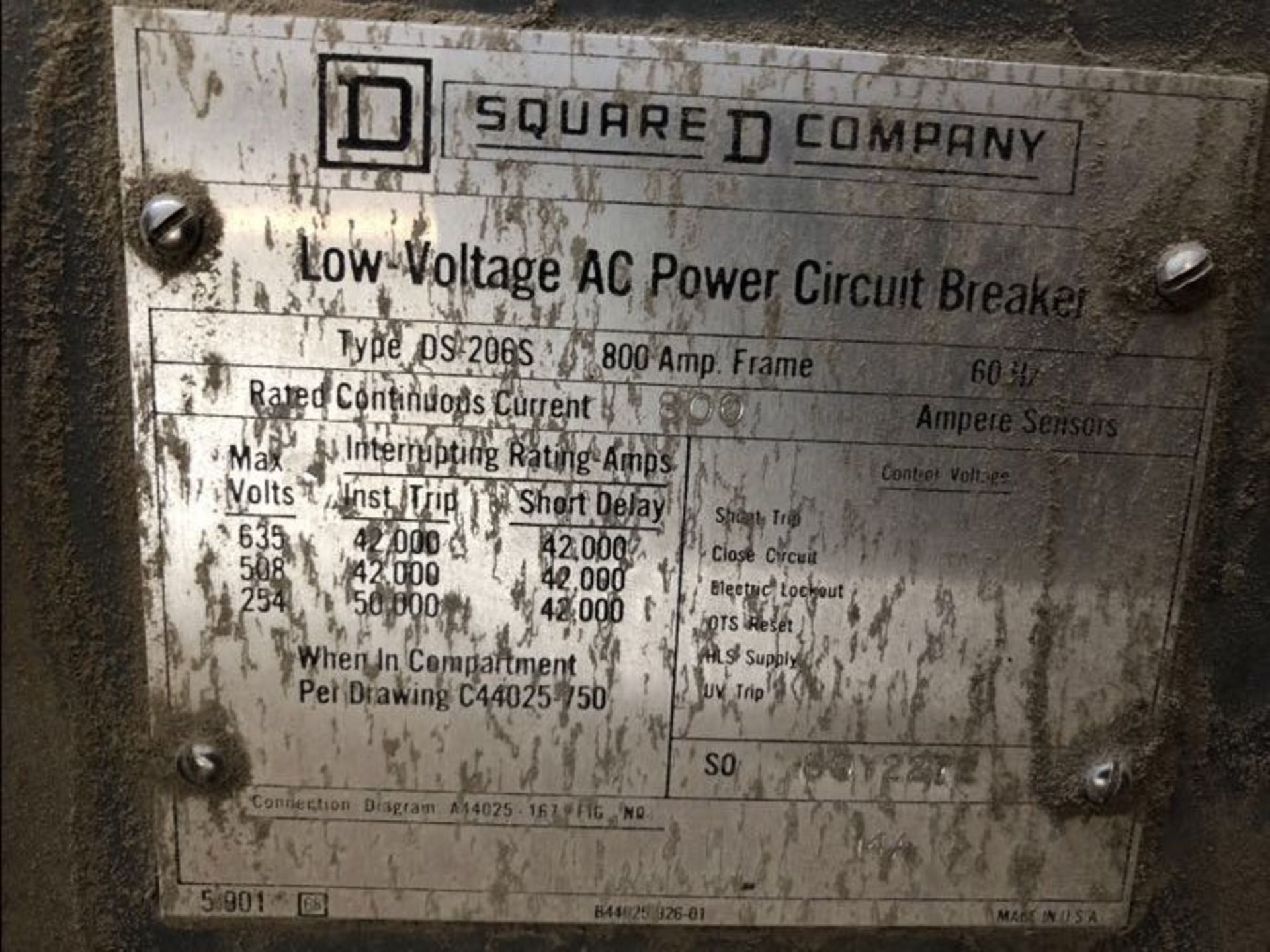 GAYLORD BOX OF (4) SQUARE D AIR CIRCUIT BREAKERS, 2-800 AMP & 2-1200 AMP BREAKERS - Image 2 of 2