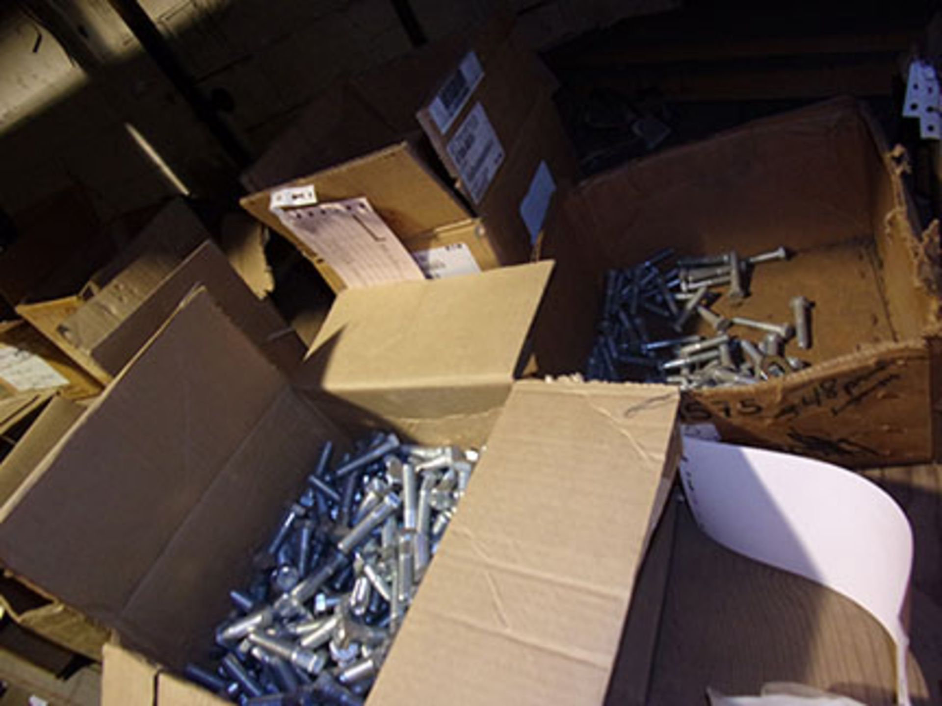 CONTENTS OF 2ND SHELF OF PALLET RACK; NUTS & BOLTS