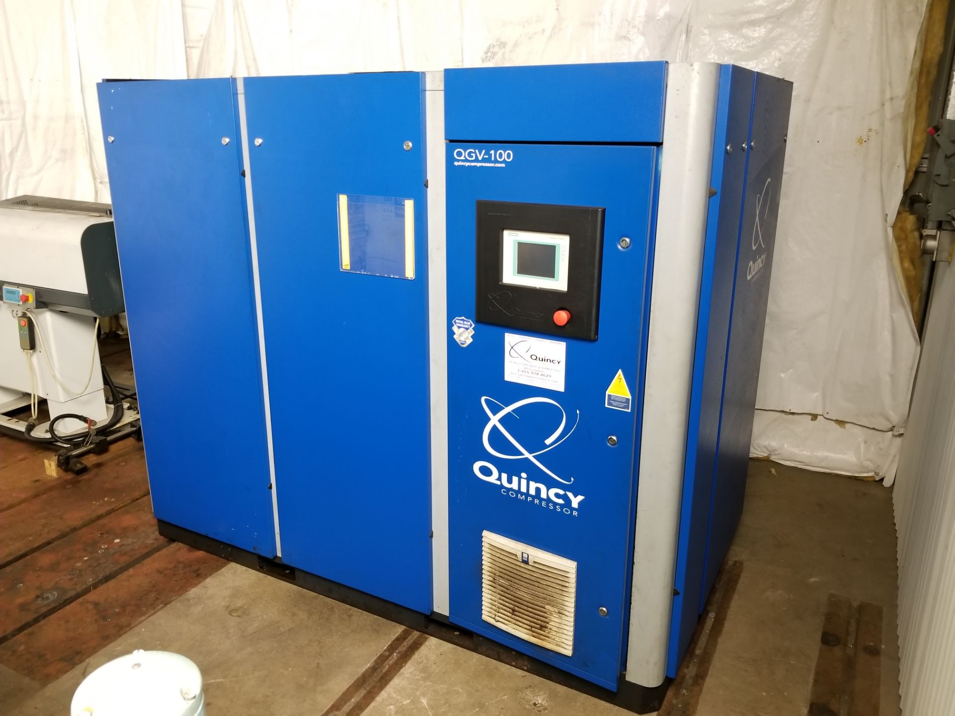 2013 QUINCY QGV-100 ROTARY SCREW AIR COMPRESSOR, 100-HP, 75-PSIG, 204-MM ROTOR DIA., 2889-RPM, - Image 3 of 3