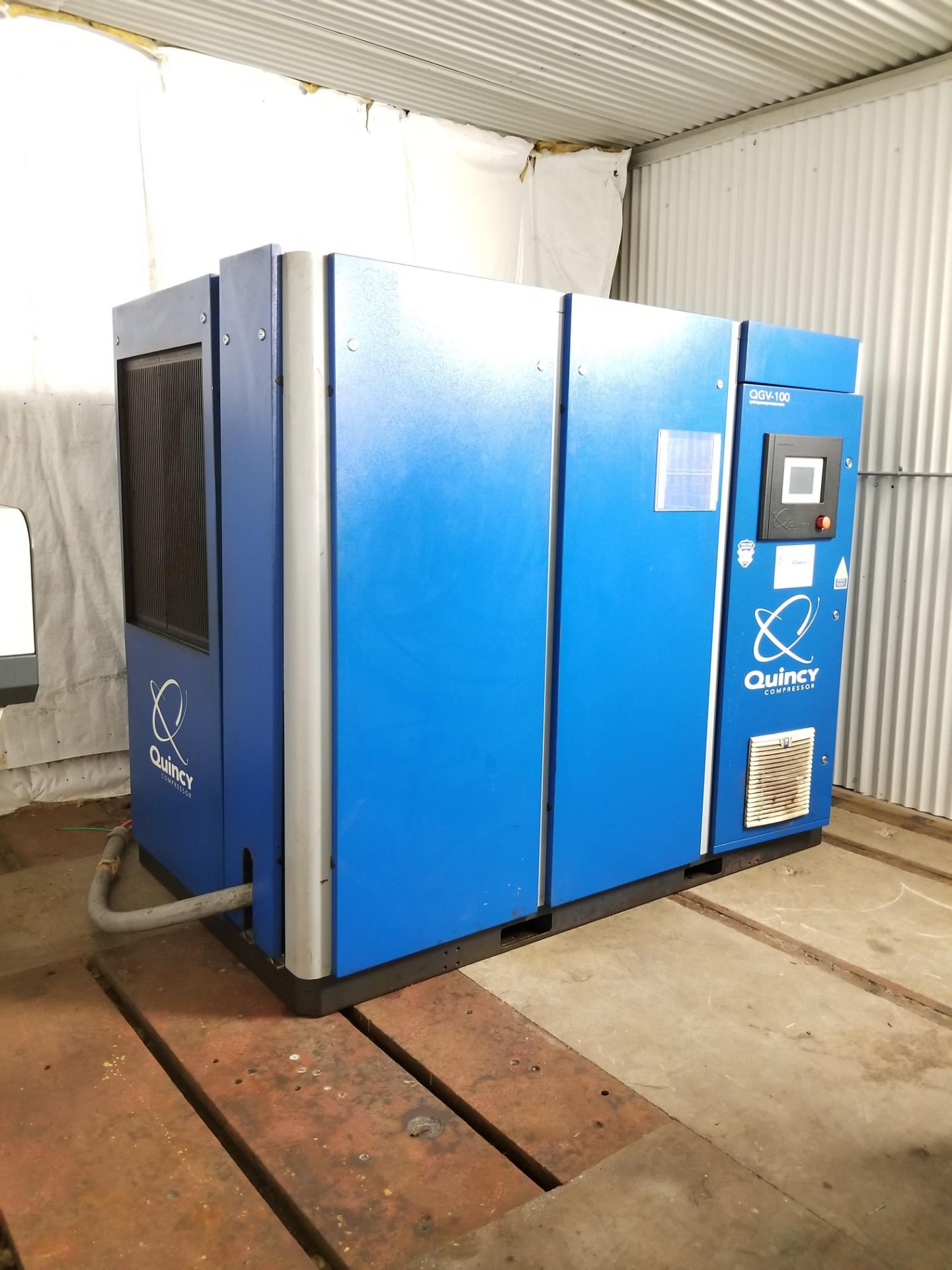 2013 QUINCY QGV-100 ROTARY SCREW AIR COMPRESSOR, 100-HP, 75-PSIG, 204-MM ROTOR DIA., 2889-RPM,