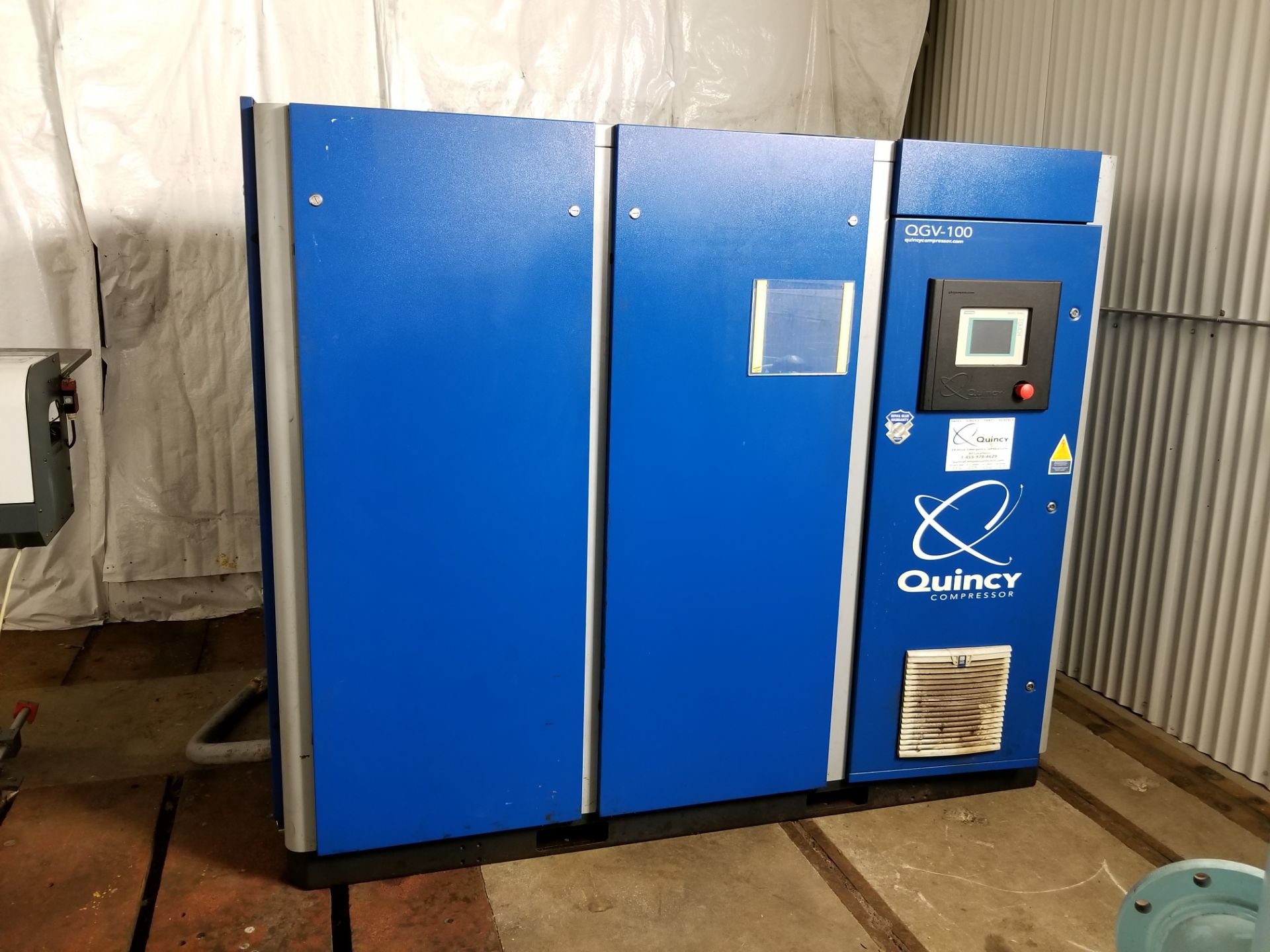 2013 QUINCY QGV-100 ROTARY SCREW AIR COMPRESSOR, 100-HP, 75-PSIG, 204-MM ROTOR DIA., 2889-RPM, - Image 2 of 3