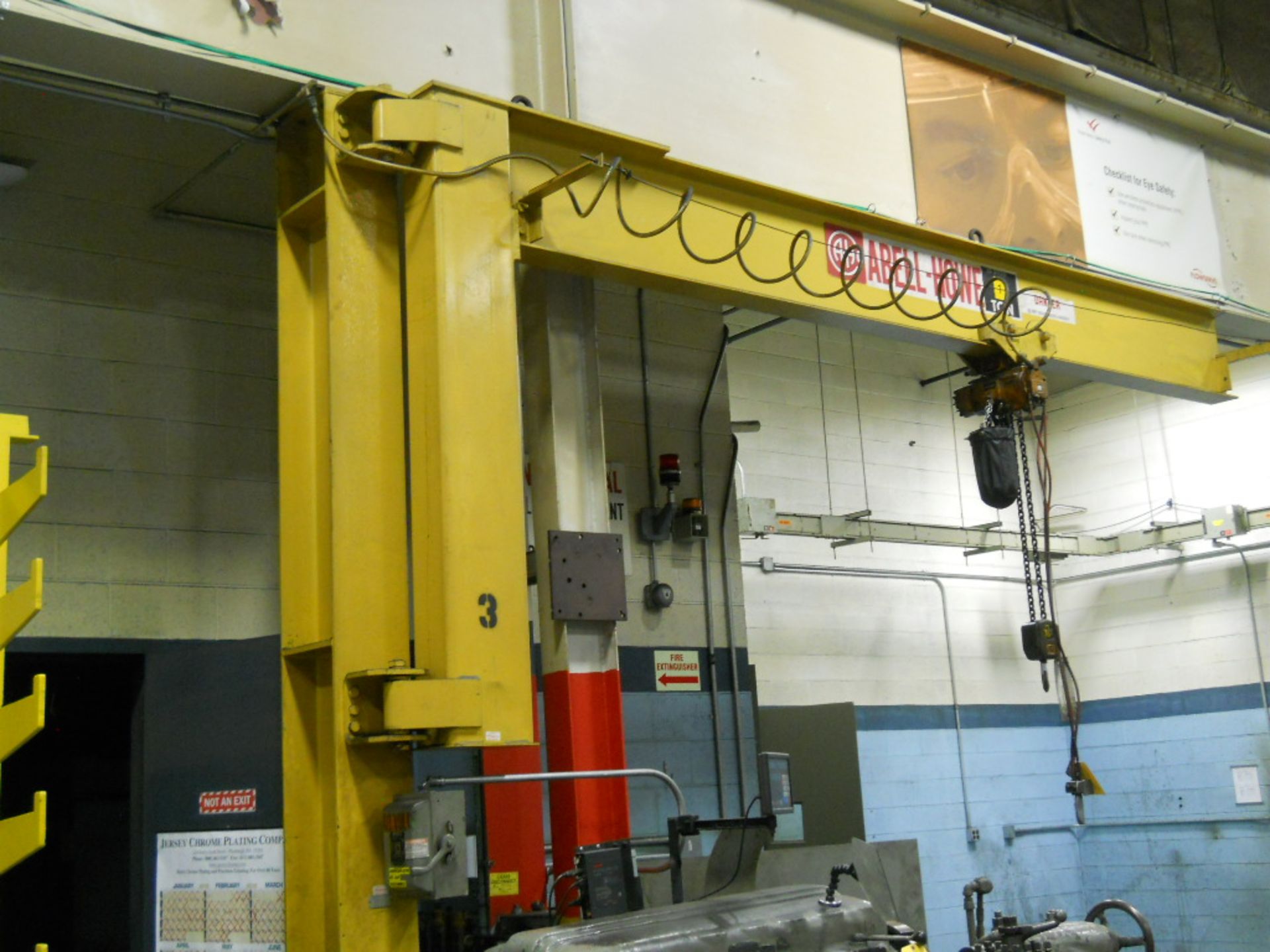 ABELL-HOWE 1-TON BEAM MOUNTED JIB CRANE, WITH HOIST - Image 2 of 2