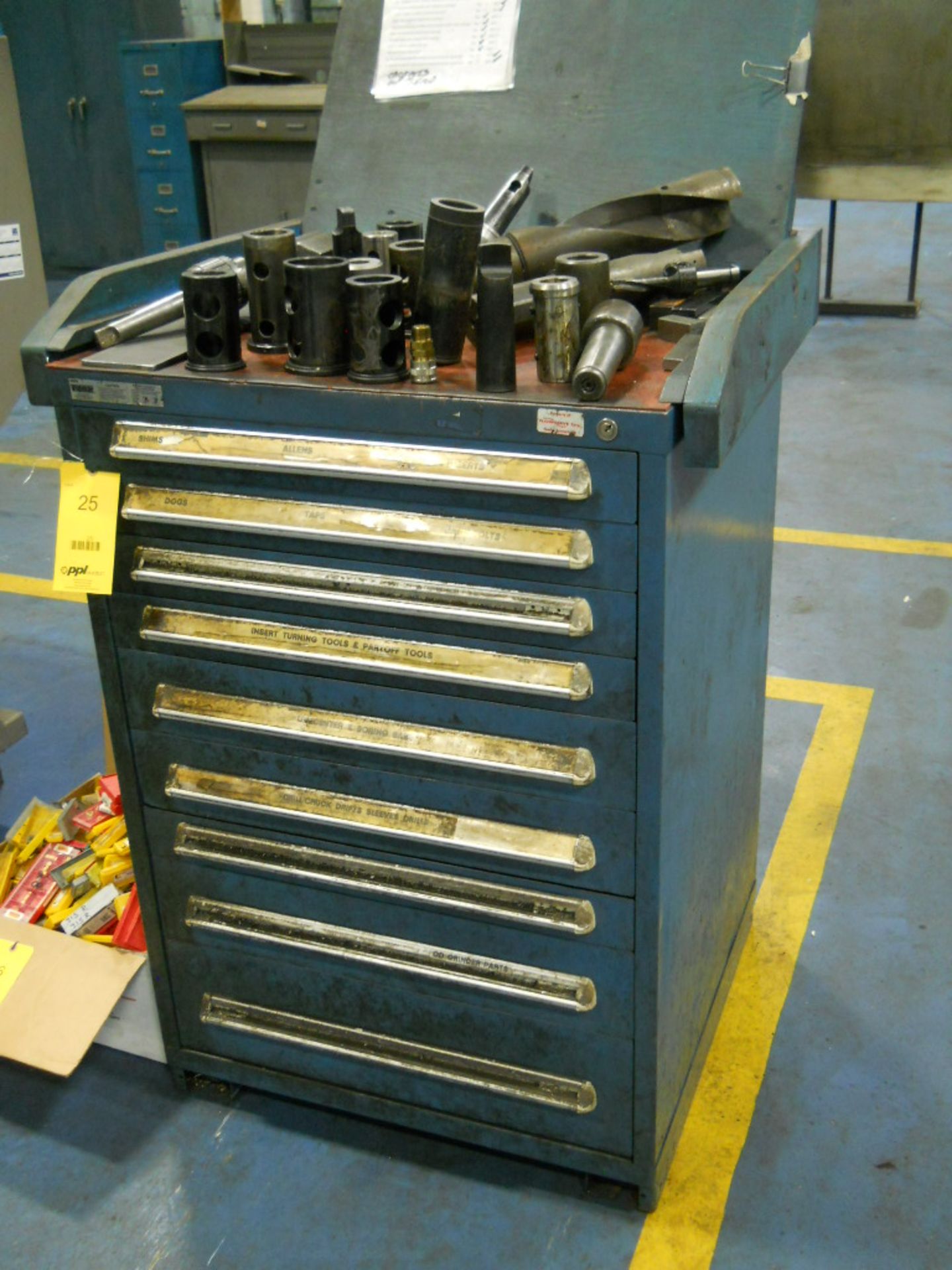 STANLEY VIDMAR 9-DRAWER METAL CABINET WITH CONTENTS, CONTENTS INCLUDE BUT ARE NOT LIMITED TO: SHIMS,