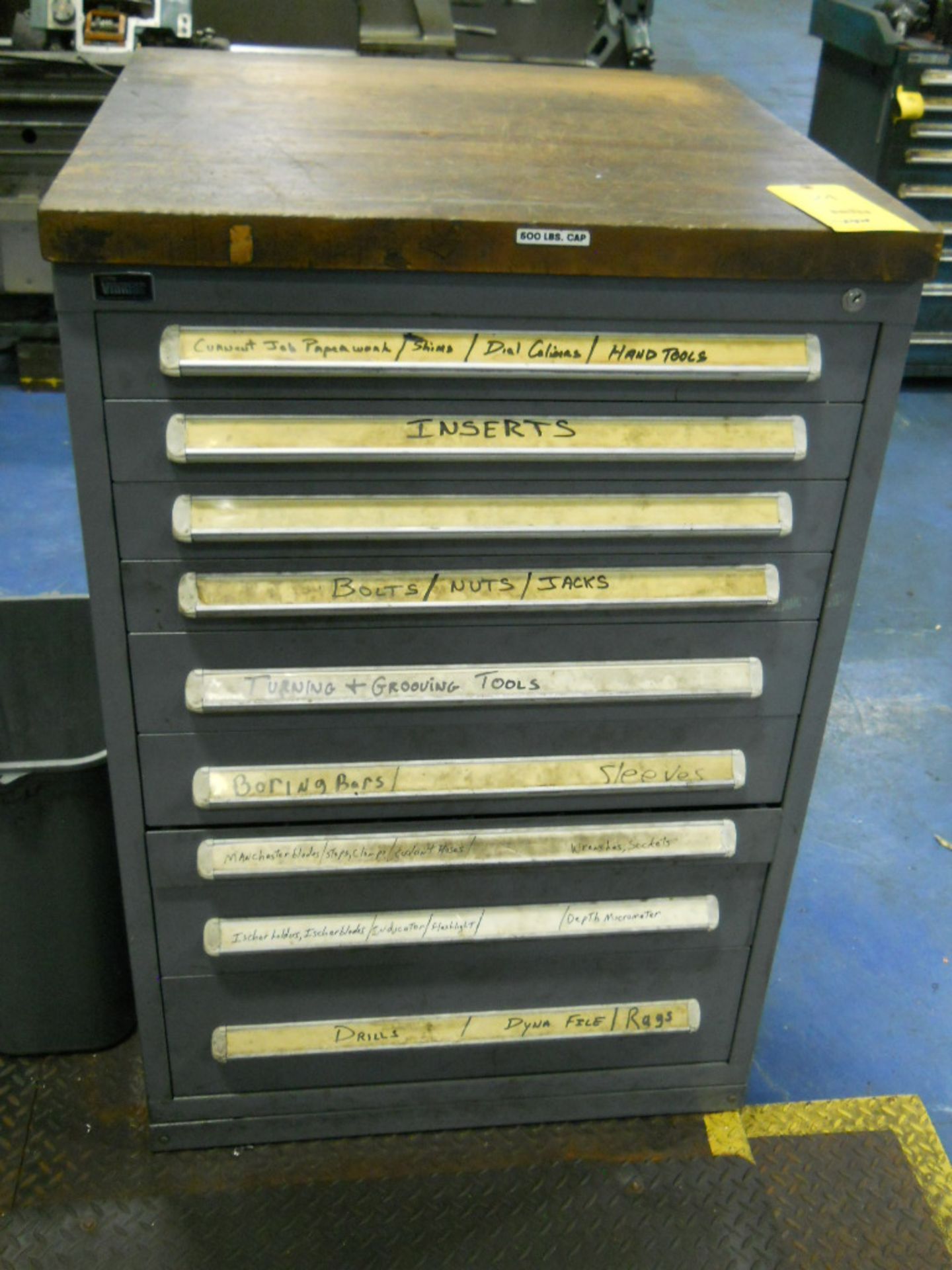 STANLEY VIDMAR 9-DRAWER METAL CABINET WITH CONTENTS, CONTENTS INCLUDE BUT ARE NOT LIMITED TO: SHIMS,