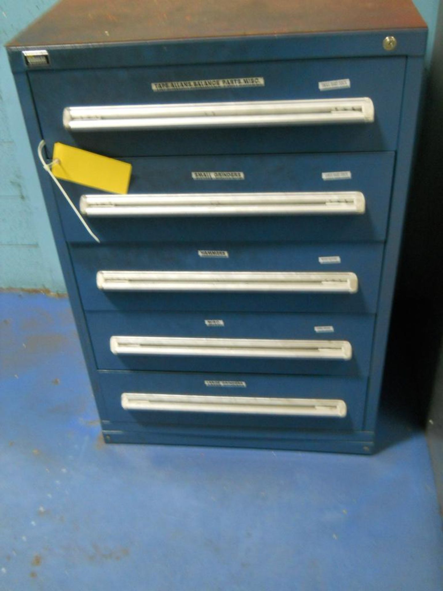 STANLEY VIDMAR 5-DRAWER METAL CABINET WITH CONTENTS