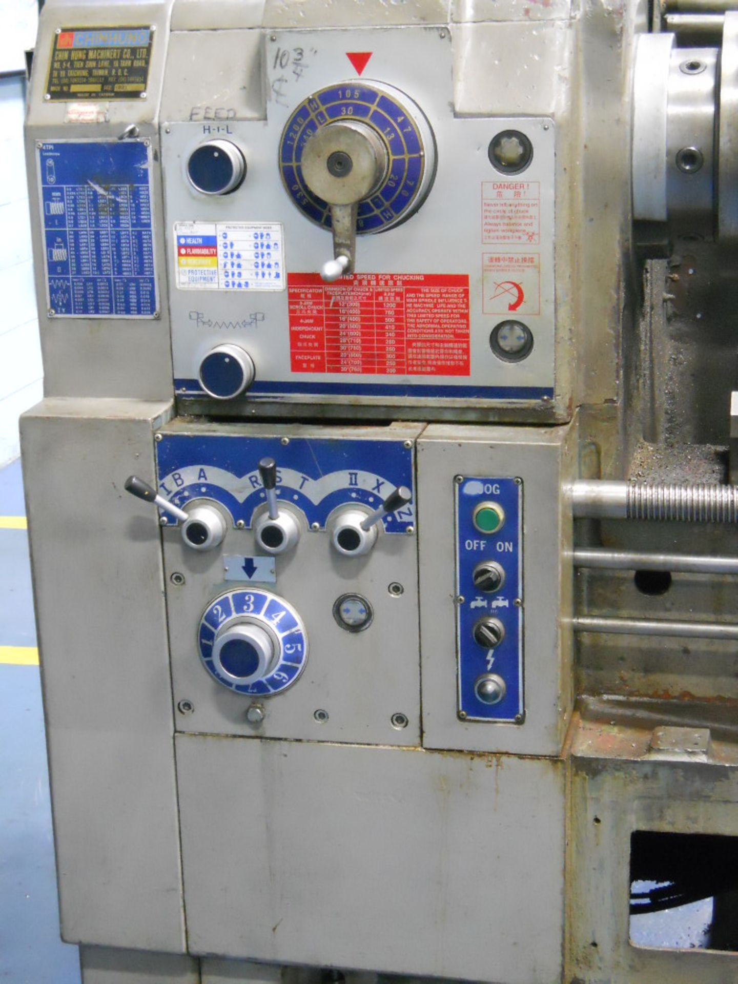 1997 CHIN HUNG KINGSTON HD 22120 ENGINE LATHE, S/N 37625, 15 IN. DIAMETER CHUCK X 120 IN. LONG, - Image 6 of 7