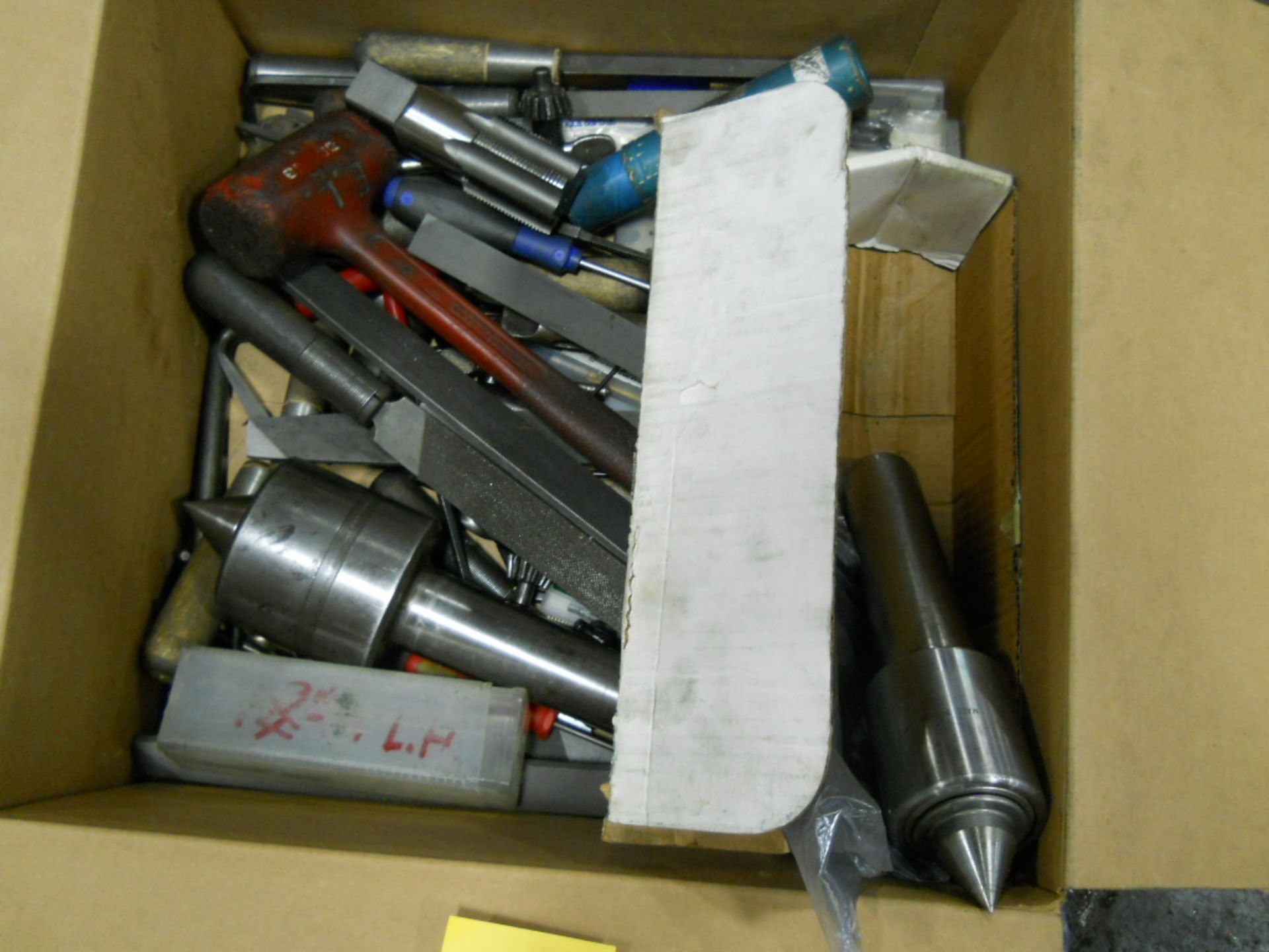 LOT OF: (1) BOX OF HAND TOOLS, (1) CRATE OF BORING BARS, TURNING TOOLS - Image 2 of 3